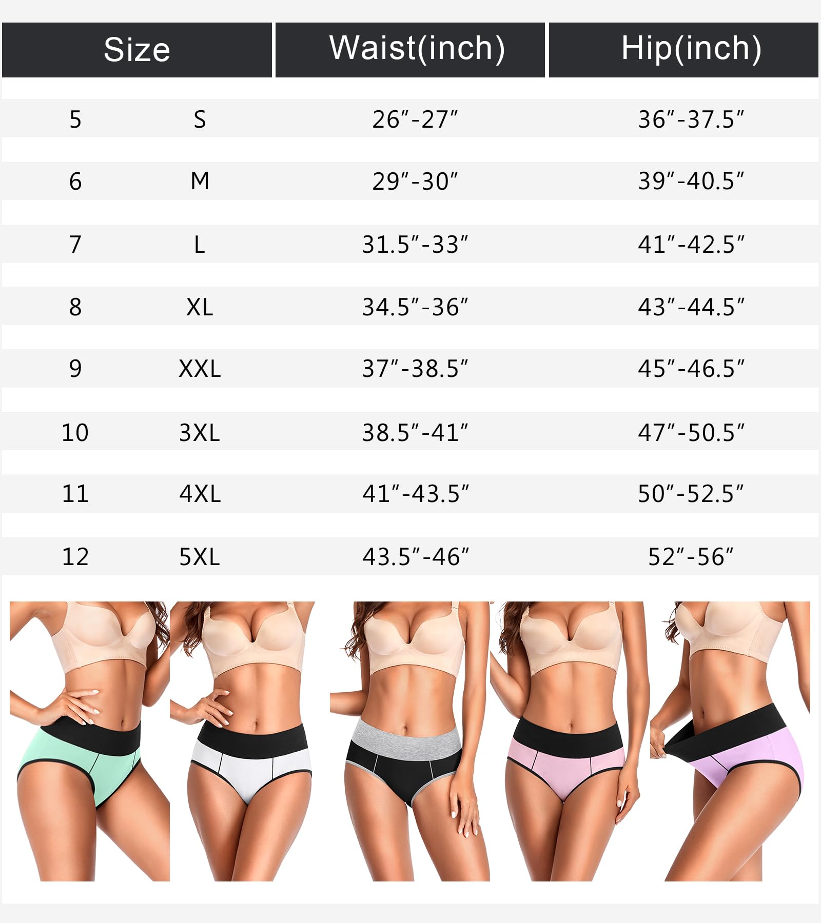 Eiggam Dessous für Frauen Baumwolle hohe Taille Höschen volle Abdeckung Höschen weiche Stretch Damen atmungsaktiv Höschen-Multipack