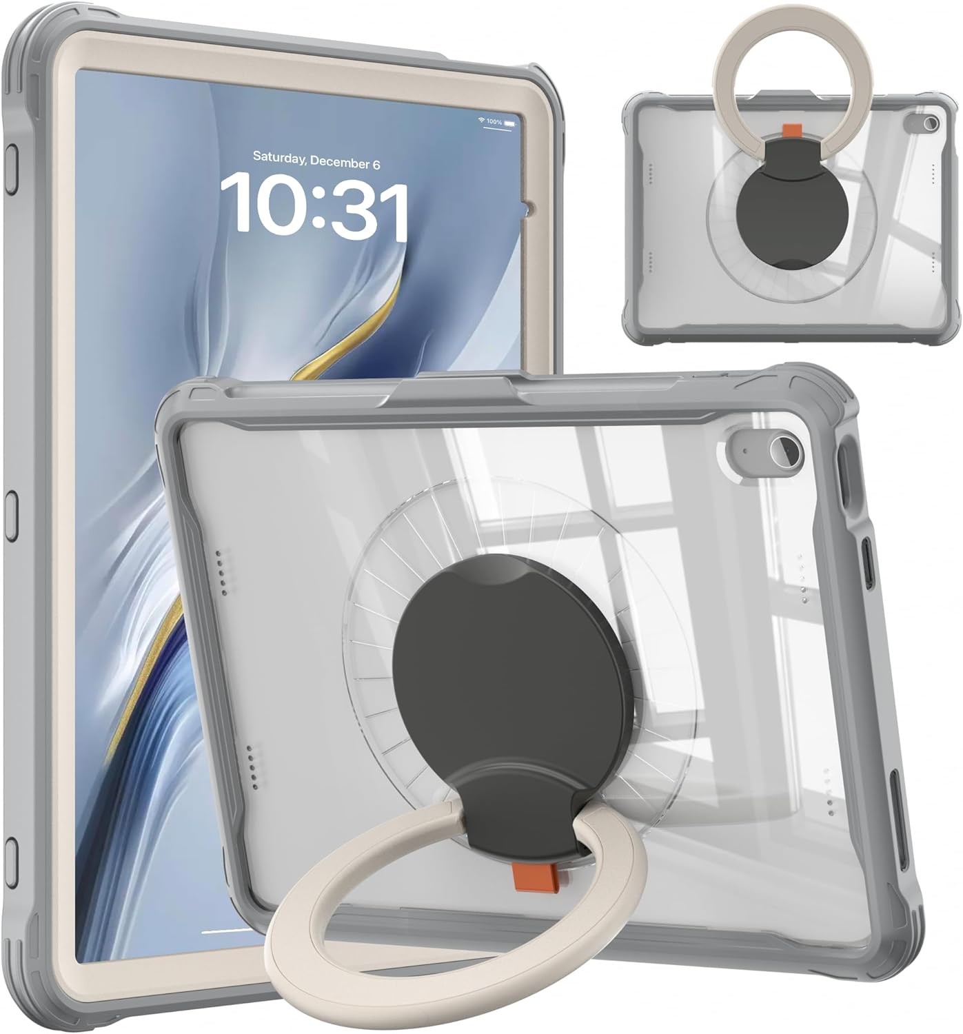 Pepkoo for iPad 11th Gen (A16) 11 Inch 2025, 10th Gen Case 10.9 Inch 2022,with 360 Rotating Ring Stand, Shockproof Dropproof Case for Kids with Kickstand and Pencil Holder