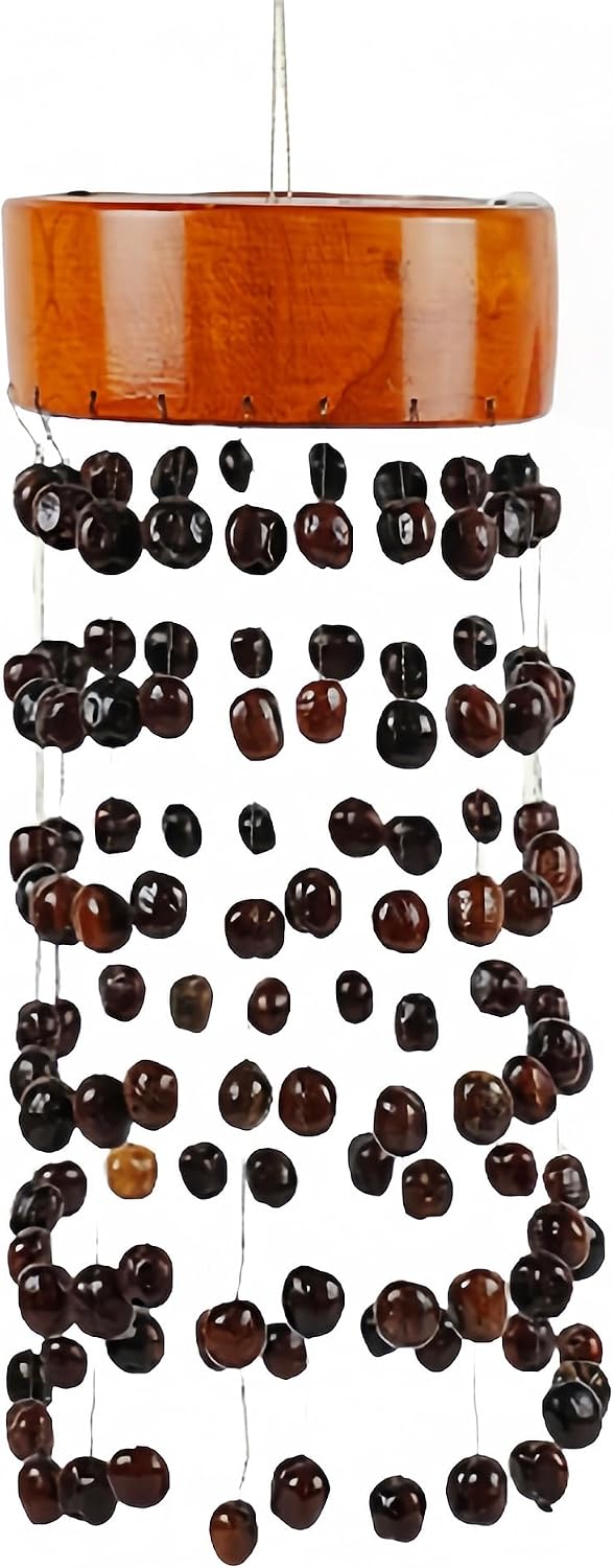 Fay Bless Handcrafted Fruit Shell Wind Chime – Natural Pine & Nut Shell Bell, Sound Healing & Mindful Home Decor for Meditation & Relaxation (Pala)