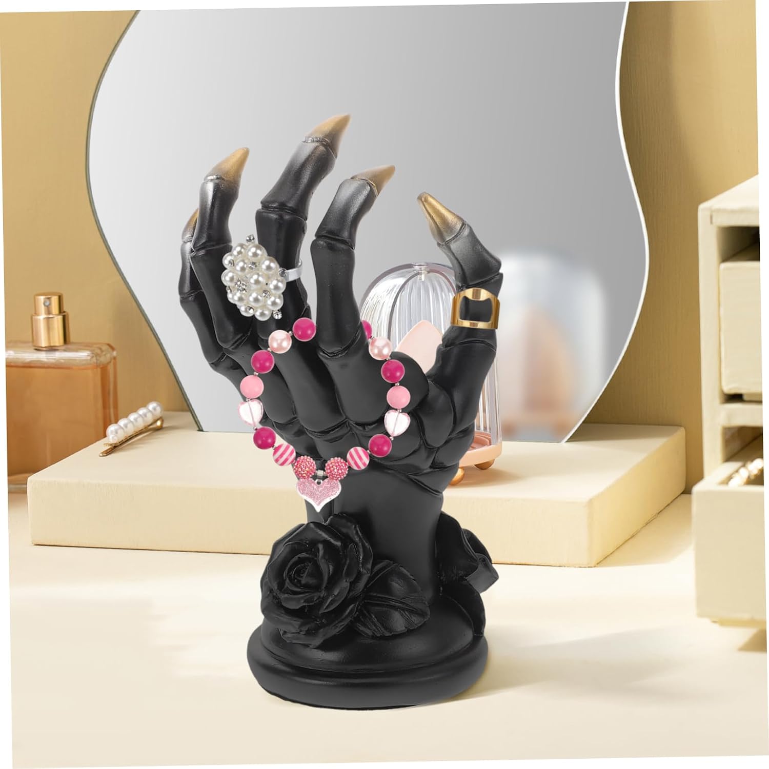 LIFKOME Unique Muscle Hand Jewelry Holder Artistic Resin Ring Stand for Gothic Room Decor for Displaying Bracelets and Necklaces Eco-friendly Home Ornament