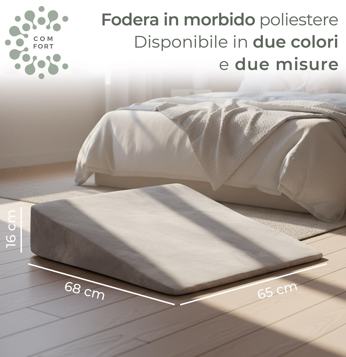 WELL B4 Cuscino antireflusso adulto da Lettura con Memory Foam [con 2 zone di distensione] sollevatore ergonomico, a cuneo per letto, divano per gambe e Schiena, cuscino reflusso gastroesofageo