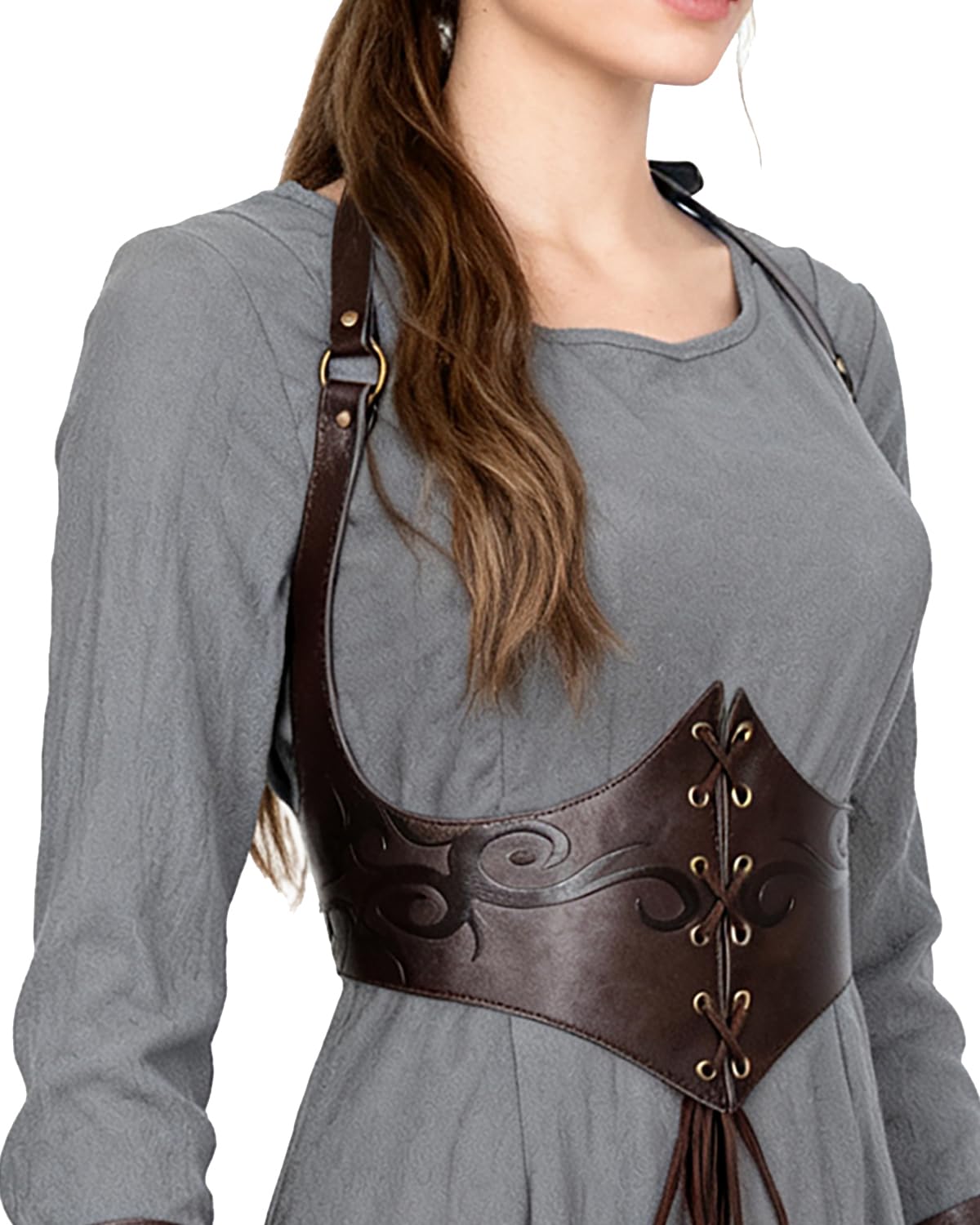 Joukavor Medieval Leather Corset Belt Renaissance Waist Cincher for Women Halloween