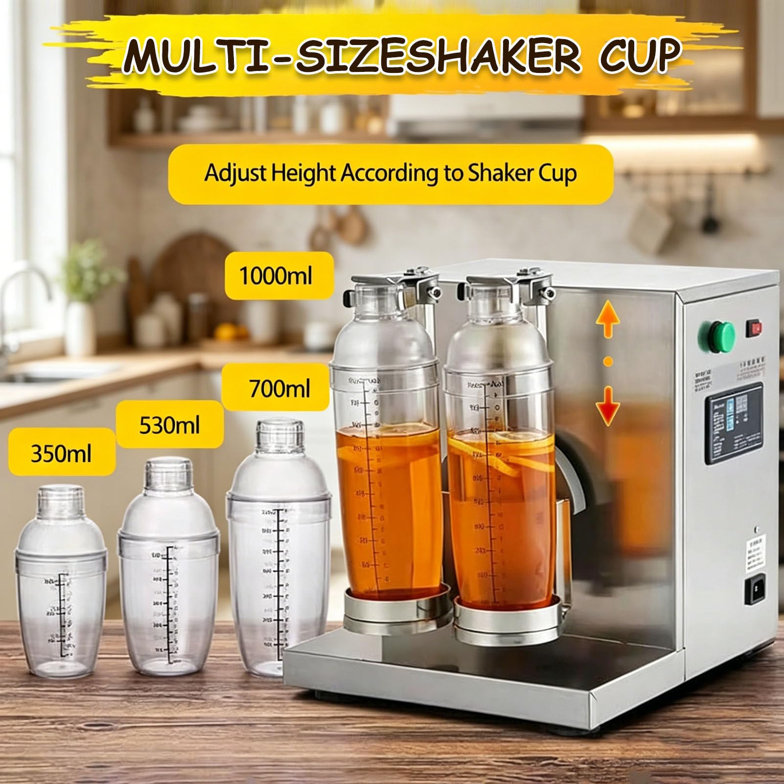 Elektryczny shaker do herbaty mlecznej o mocy 120 W,elektryczna maszyna do robienia bubble tea,dwuramowa maszyna do robienia bubble boba z regulacją w zakresie 0–120 s,do herbaty,soku,kawy i wina