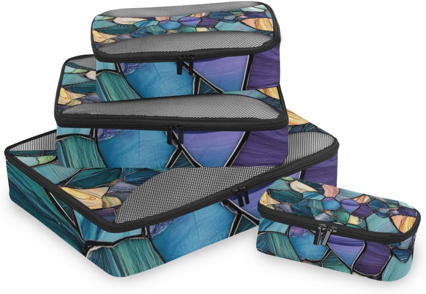 Colorful Luxury Irregular Marble Texturee Seamless Pattern_4 4 Pcs set travel organizers for Mesh Travel Essentials lightweight compression packing cubes