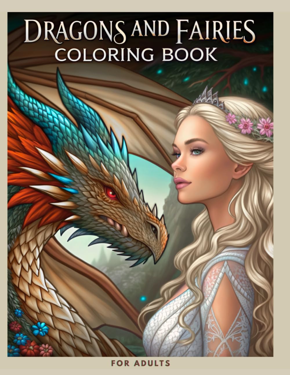 DRAGONS AND FAIRIES COLORING BOOK FOR ADULTS RELAXING FANTASY CREATURES FOR STRESS RELIEF CREATIVITY AND FUN: Over 55 Beautiful Grayscale Designs ... & This Book Belongs To Page fairy coloring