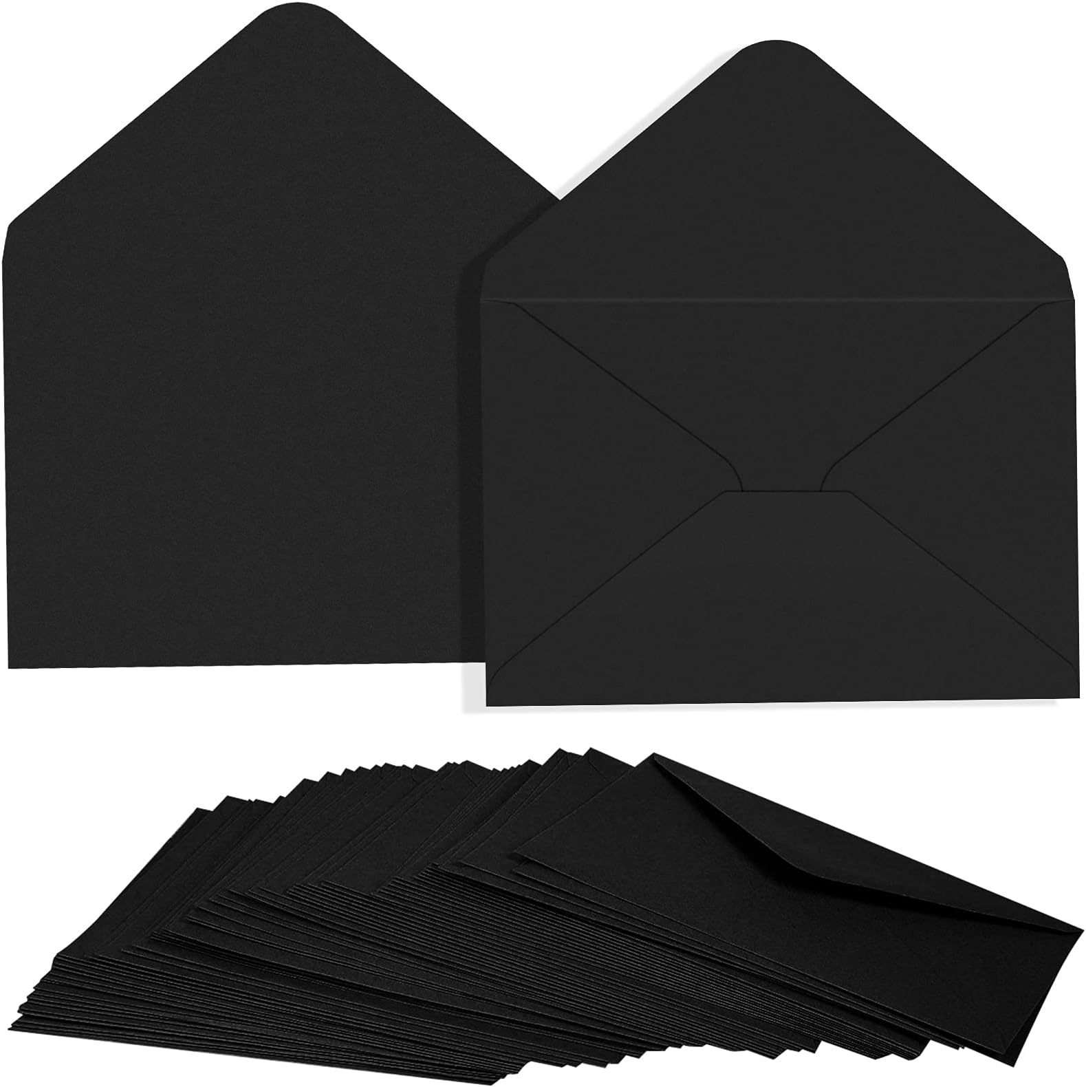SallyFashion 100PCS C6 Black Paper Envelope, Triangle Seal Retro Simple Style for Business Wedding Party Holiday