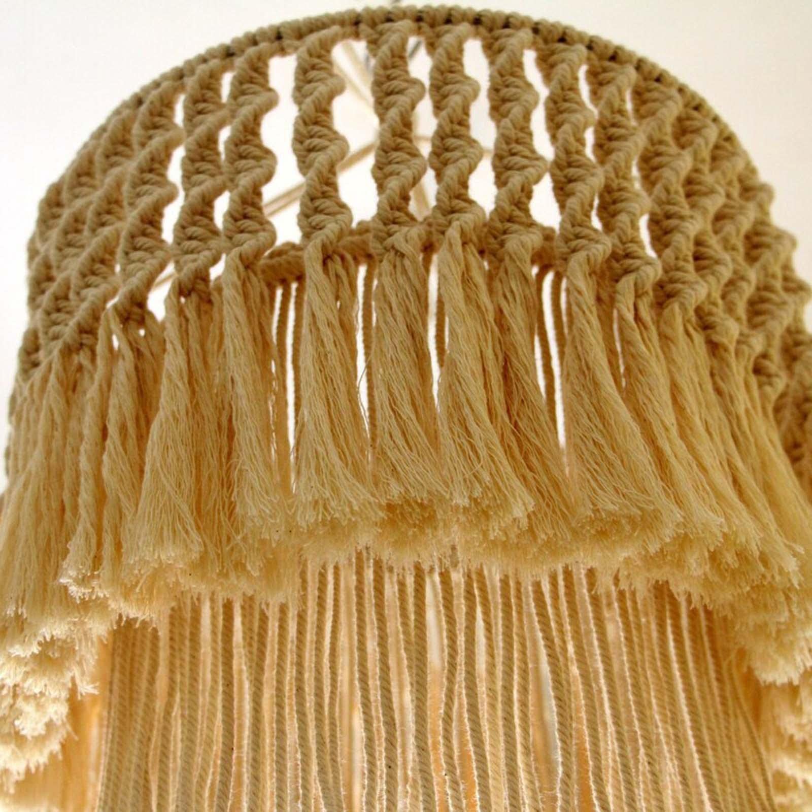Abat-jour Macramé Blanc Fait Main - Suspension Plafond Bohème - 30x50cm