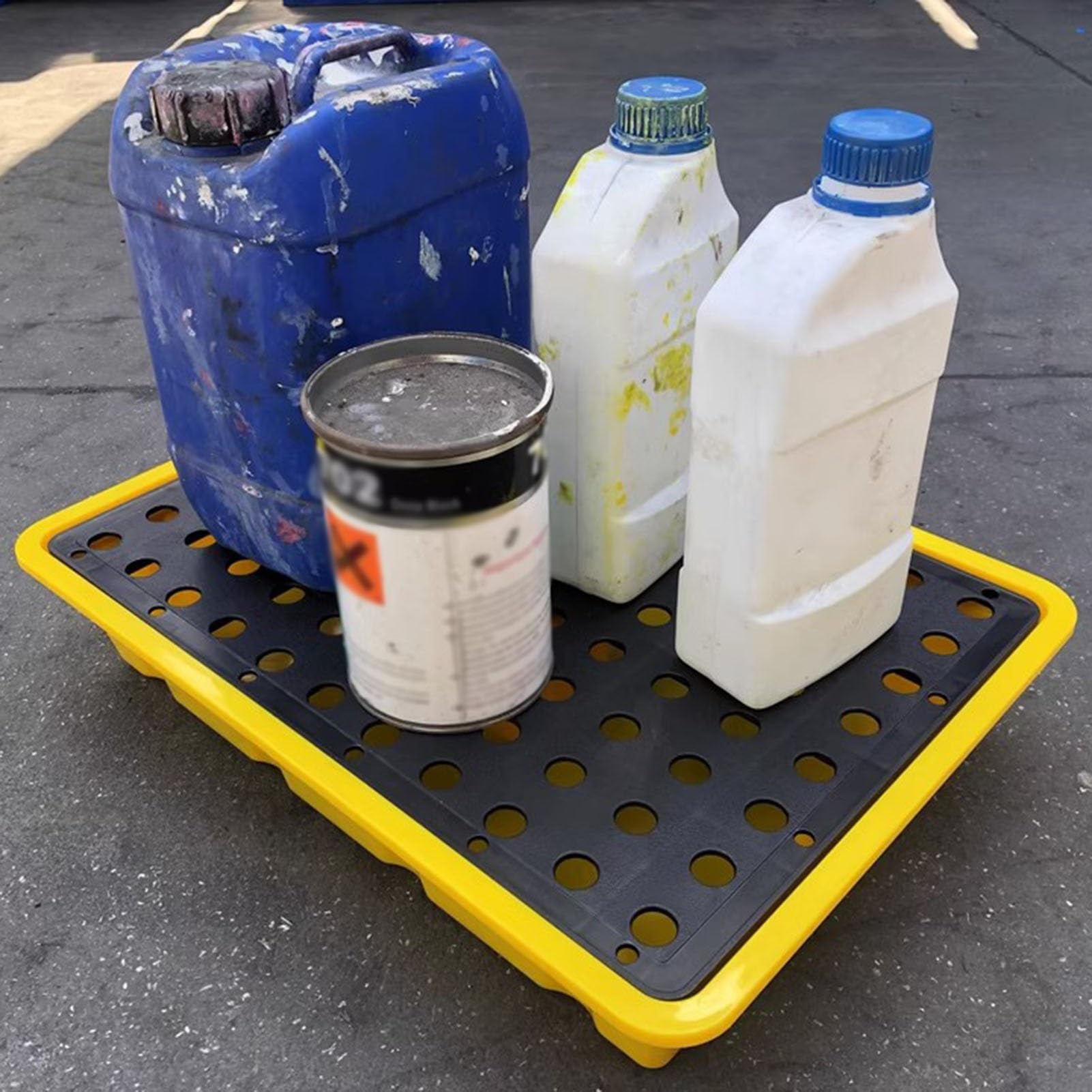Paleta do przechowywania wycieków, Plastikowa paleta na wycieki oleju z możliwością sztaplowania, z odłączanymi kratkami, wielokolorowa, wiele rozmiarów(670x670x150mm)