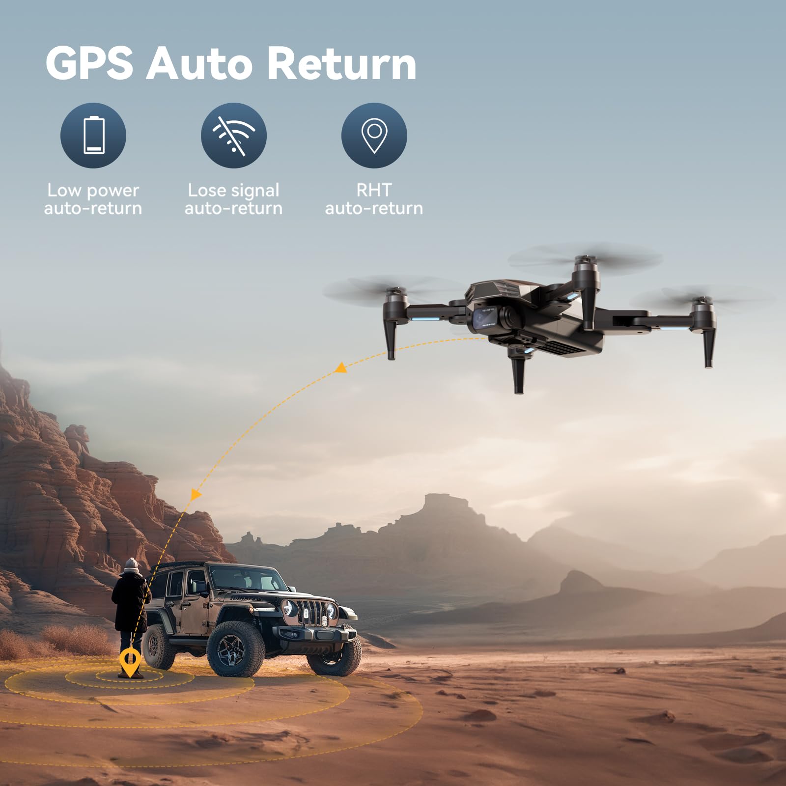 GPS Drone with Camera for Adults 4K, Auto Return Home, Brushless Motor, Follow Me, 5G FPV Transmission, Smart RC Quadcopter Drones for Beginners Kids, Long Flight and Distance, Under 250G