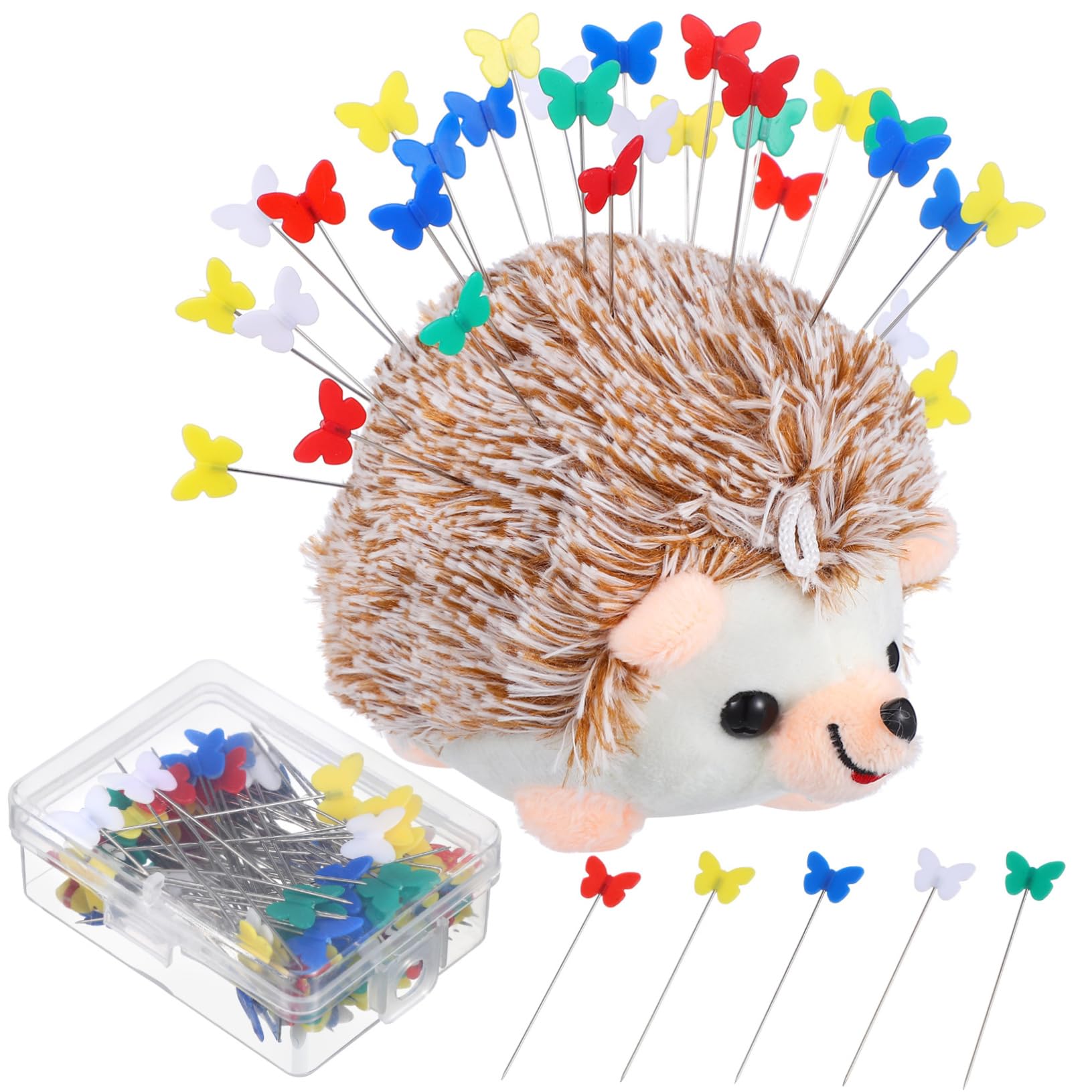 Coussin à Aiguilles En Forme De Hérisson - 100 Épingles Tête Papillon - Couture, Cadeau Créatif