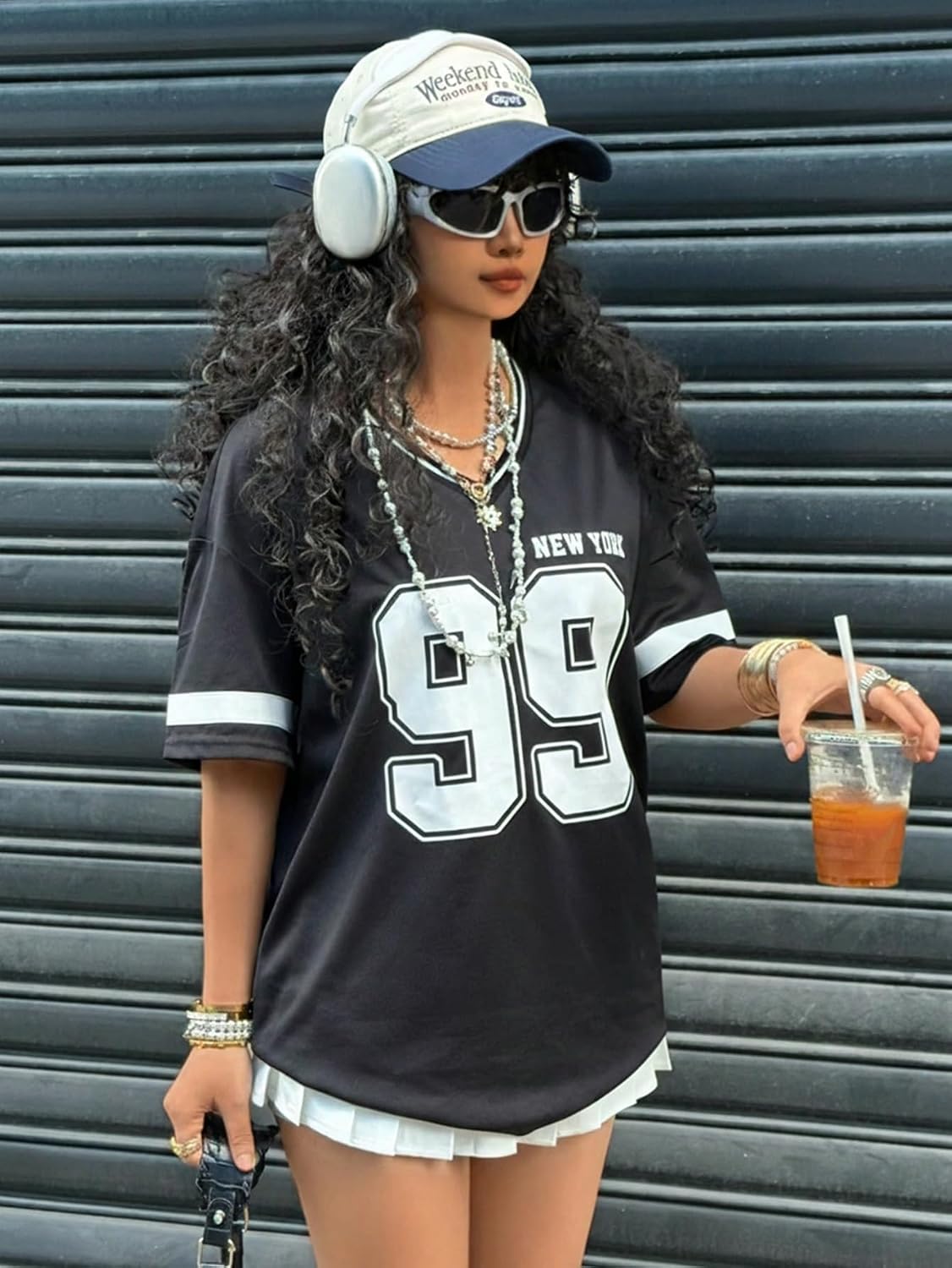 SOLY HUX Girl's Jersey Shirts Y2k Number Graphic Tees V Neck Short Sleeve Streetwear Tee Summer Tops