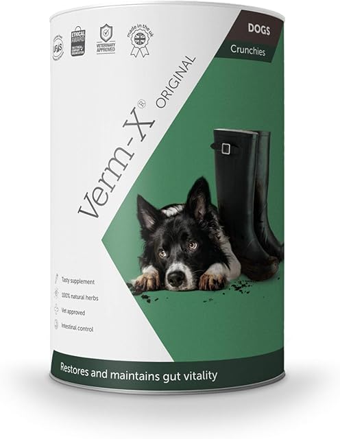 Verm-X All Natural Dog Treat Supplement, Original Crunchies for Dogs, SupportsIntestinal Hygiene & Gut Vitality, Wormwood Free Recipe and Vet Approved - 325g Suitable for all Dogs