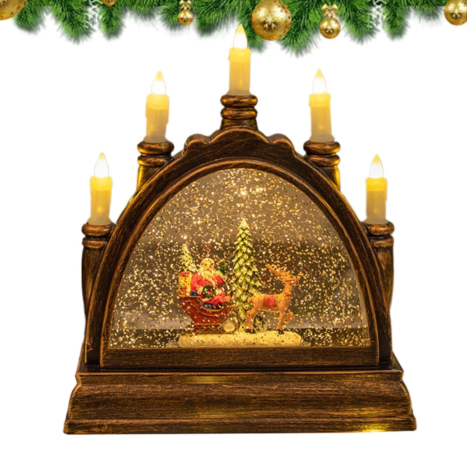 Palla di neve natalizia, lanterna ad acqua illuminata, neve scintillante | Mappamondo | Scena musicale con neve | Decorazione a sfera | Lanterne d'acqua scintillanti Musica natalizia per soggiorno