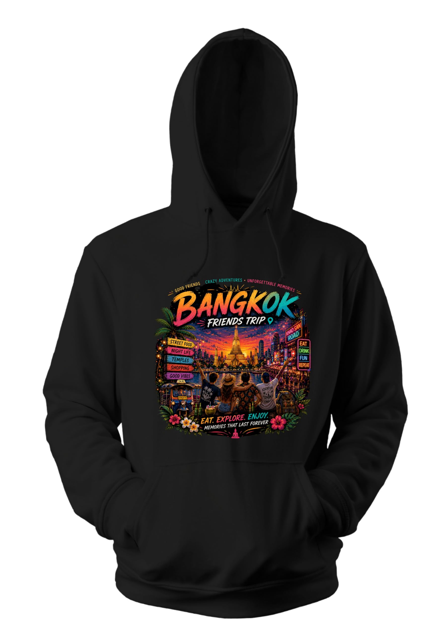 trendify Bangkok Friends Trip Travelling Printed Hoodie Sweatshirt| for Men & Women-picture-41