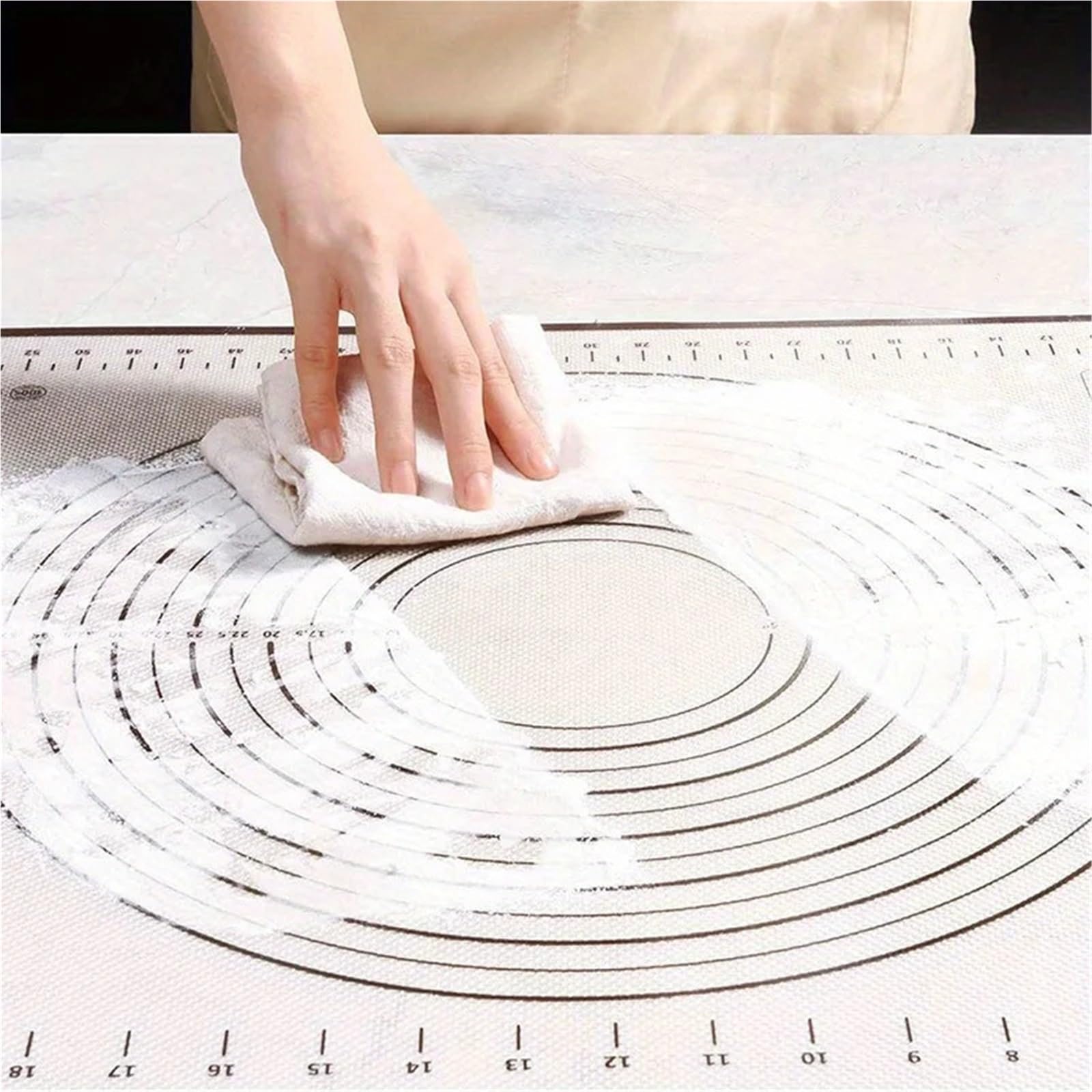 Rutschfeste Backunterlage Antihafte 1 Stück extragroße Silikon-Backmatte (80/70/60 cm) for Ausrollen und Kneten von Teig, ideal for Crêpes, Pizzateig als Antihaft-Backmatte for Pfannen(40X60CM)