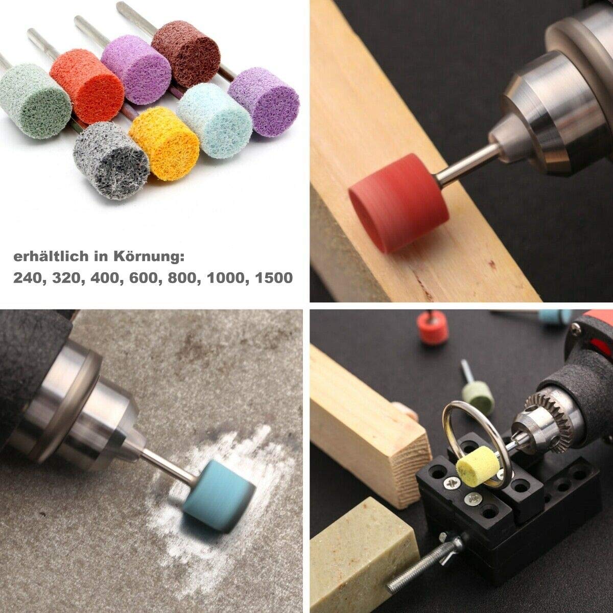 5x Nylon Reinigungsbürsten Polierscheibe Polierbürsten Zylinderform 15 x 15mm für Dremel Proxxon u. a. Multifunktionswerkzeug Körnung 1500
