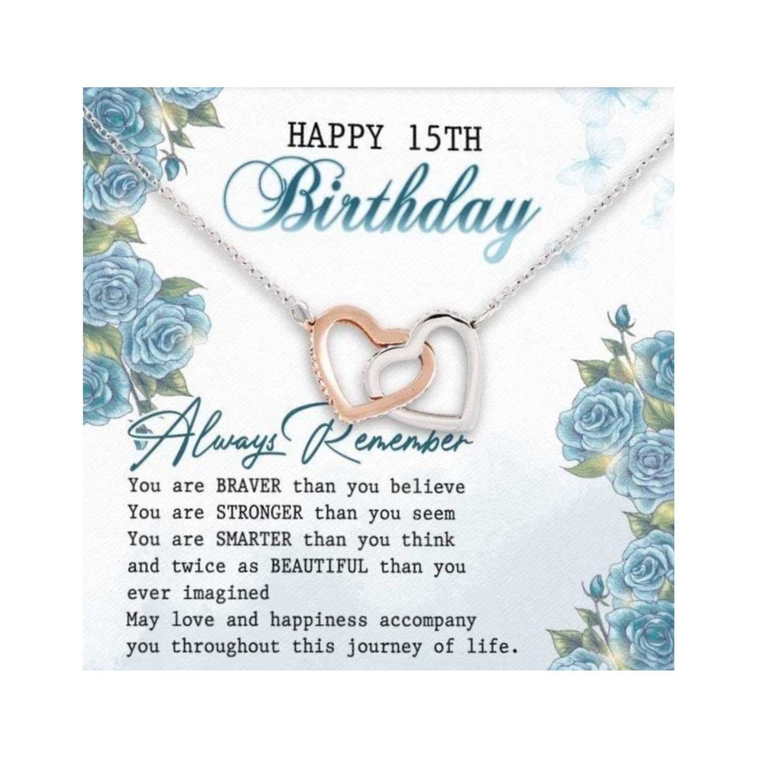 925 Silver Gift Daughter Necklace, Happy 15th Birthday Daughter Necklace Interlocking Hearts Necklace With Gift Box