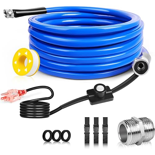 NBXPOW 15FT Heated Water Hose for Camper RV, -50℉ Automatic Self-regulating 5/8" ID Drinking Water Hose No Leak with 3/4" NH Adapter