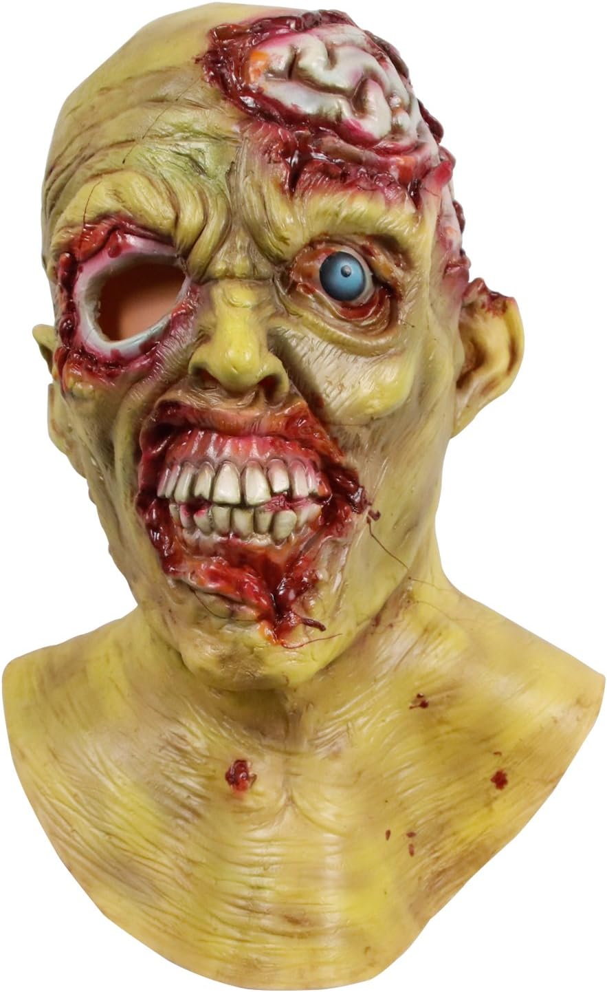Molezu Zombie Mask - Latex Brain Exposed Walking Dead Horror Mask for Adults