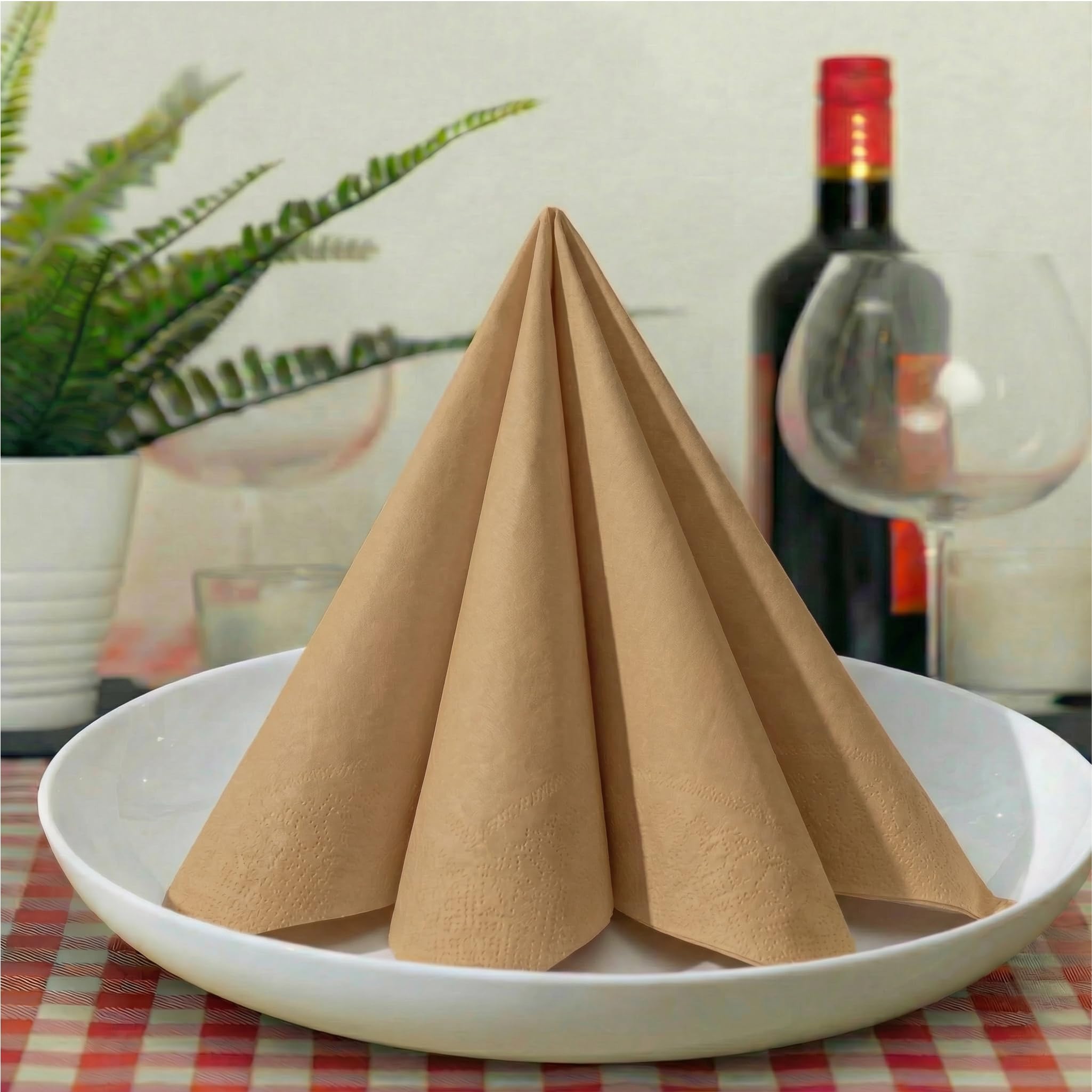 American Homestead - Servilletas de papel desechables de color marrón claro, servilletas de mesa de calidad de restaurante para bodas, fiestas y eventos, 40 cm x 40 cm, 50 unidades