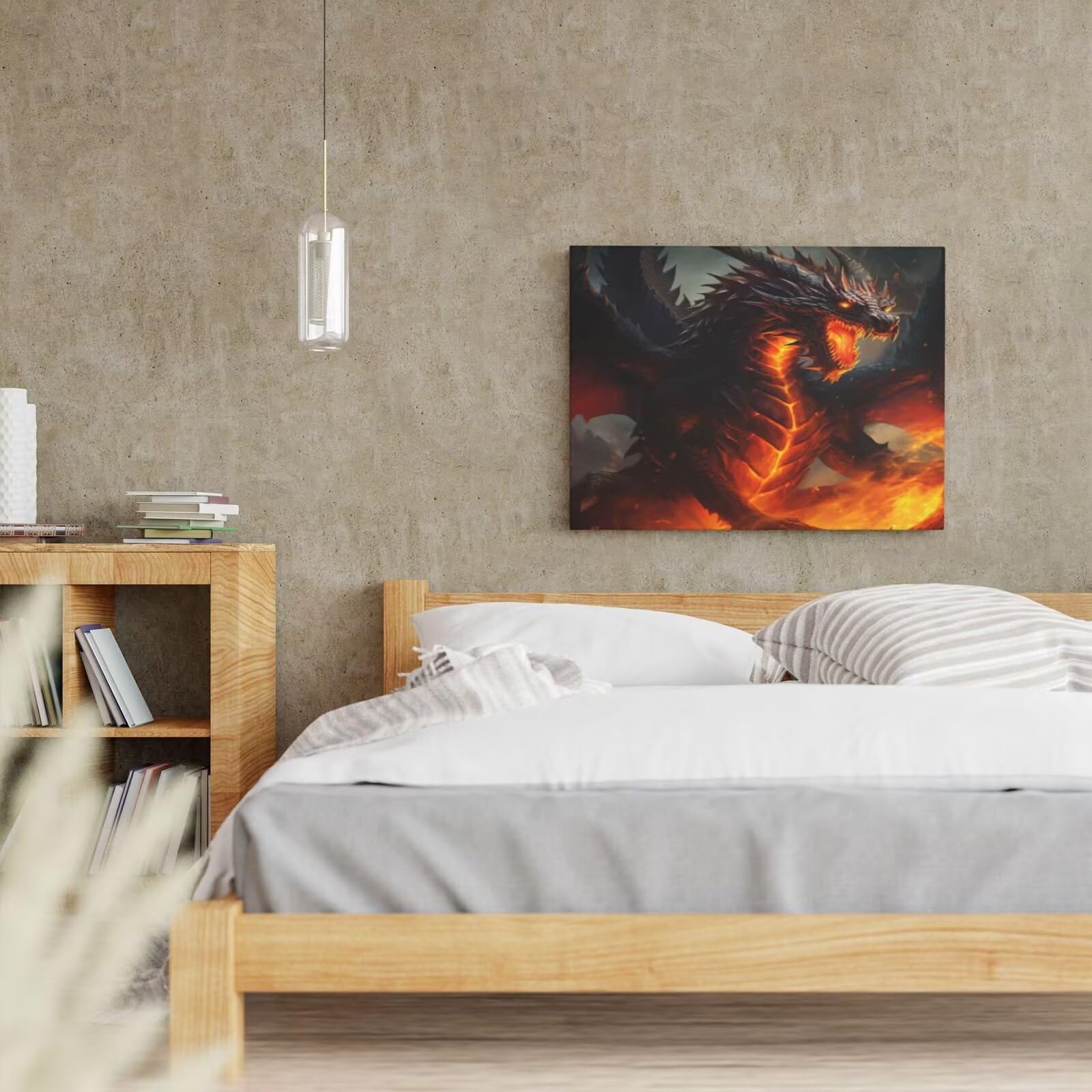 Kit per pittura con numeri per adulti, drago di fuoco, pittura di animali con numeri per principianti, pittura acrilica a numero, kit per decorazione da parete, 105 x 80 cm, senza