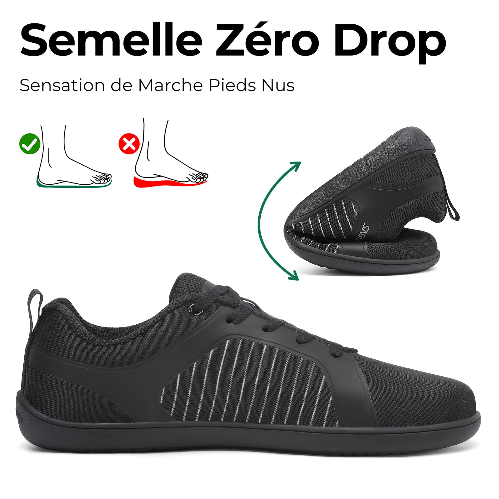 SAGUARO Homme Chaussures Barefoot Casual, Avant-Pied Large pour Usage Quotidien en Ville, École et Voyage, Tailles 36–48