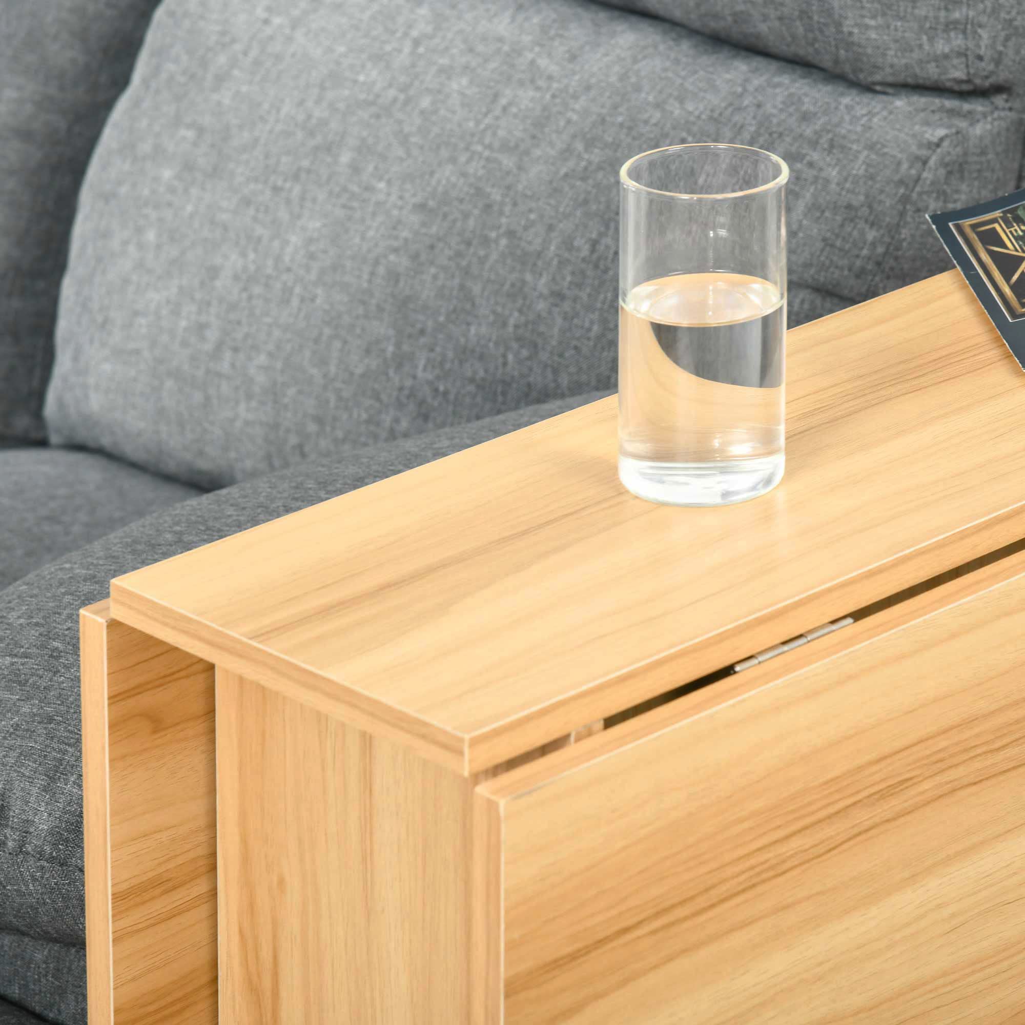 HOMCOM Tavolo da Pranzo Pieghevole con Ruote 140x80x74 cm Legno Naturale | Tavolo Cucina a Ribalta, Ruote a Freno, per 4-6 Persone, Scrivania Richiudibile con Ripiani, per Soggiorno