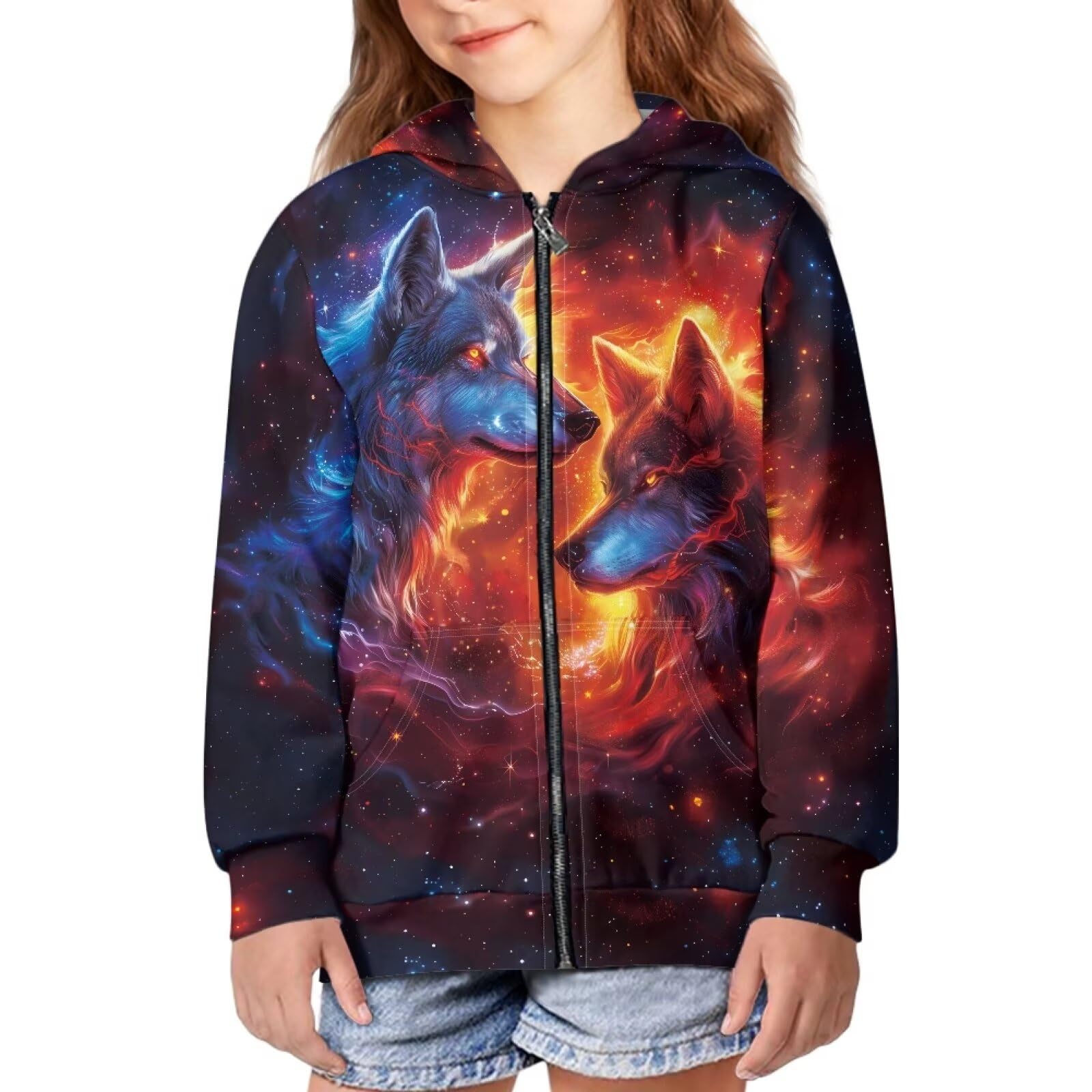 Unisex Zipper Sweatshirt Boys Girls Hooded with 2 Pocket Pullover Hoodies for 6-16Y Kids