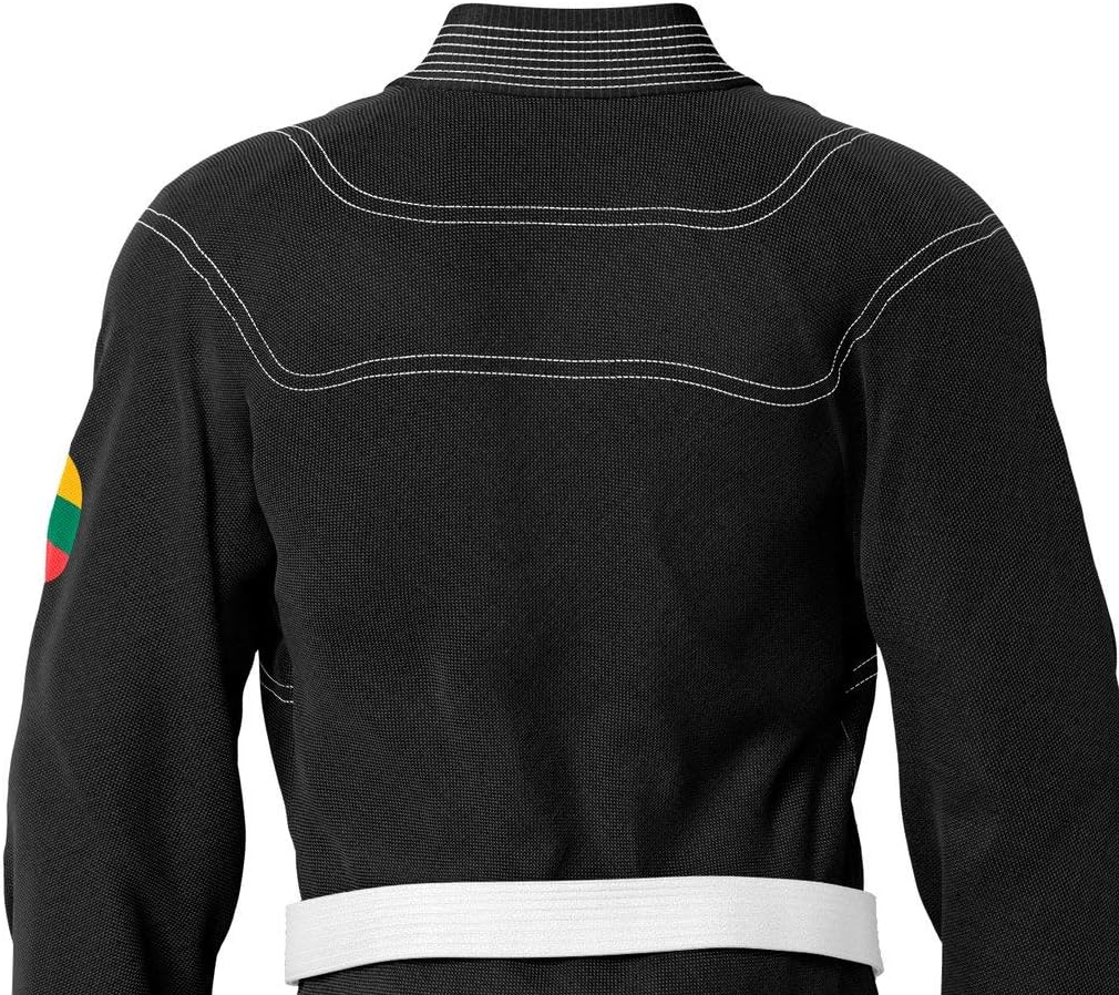 Premium Lithuanian Black Sublimation Brazilian Pearl Weave Jiu Jitsu Gi - Built in Rash Guard - with Lining (BJJ GI)