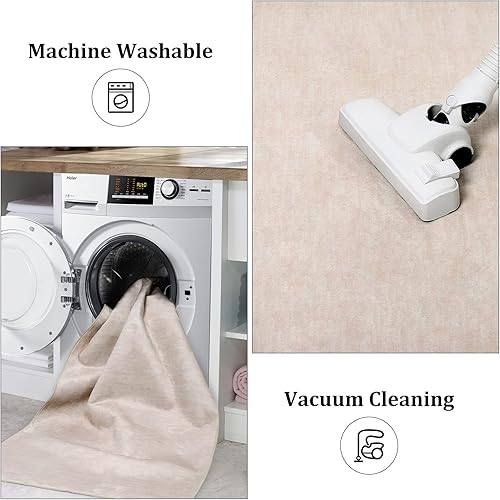 Miniatura 5 de Alfombra de 4 x 6 pies para sala de estar, lavable a máquina, antideslizantes, para dormitorio, alfombra suave de franela con parte trasera de goma,