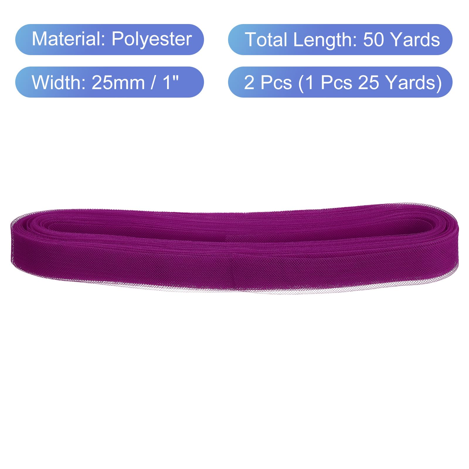 QUARKZMAN 25 Yardas De Trenza Rígida De Crin De Caballo, 1 Pulgada De Ancho Para Costura De Ballenas De Poliéster Vestido De Novia Baile Accesorios, Púrpura Oscuro (2 Rollos)