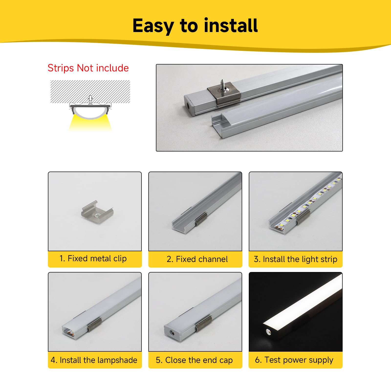 LED Aluminum Channel - 10 Pack, 1m Long -7