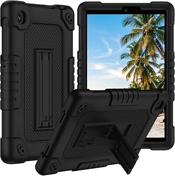 for TCL Tab 8 Plus Tablet Case,Shoulder Strap Soft Silicone&Hard Back Shockproof Protective Case for TCL Tab 8 Plus/TCL Tab 8 LE/TCL Tab 8 WiFi/TCL TAB 8V/TCL Tab 8 SEBlack/Black