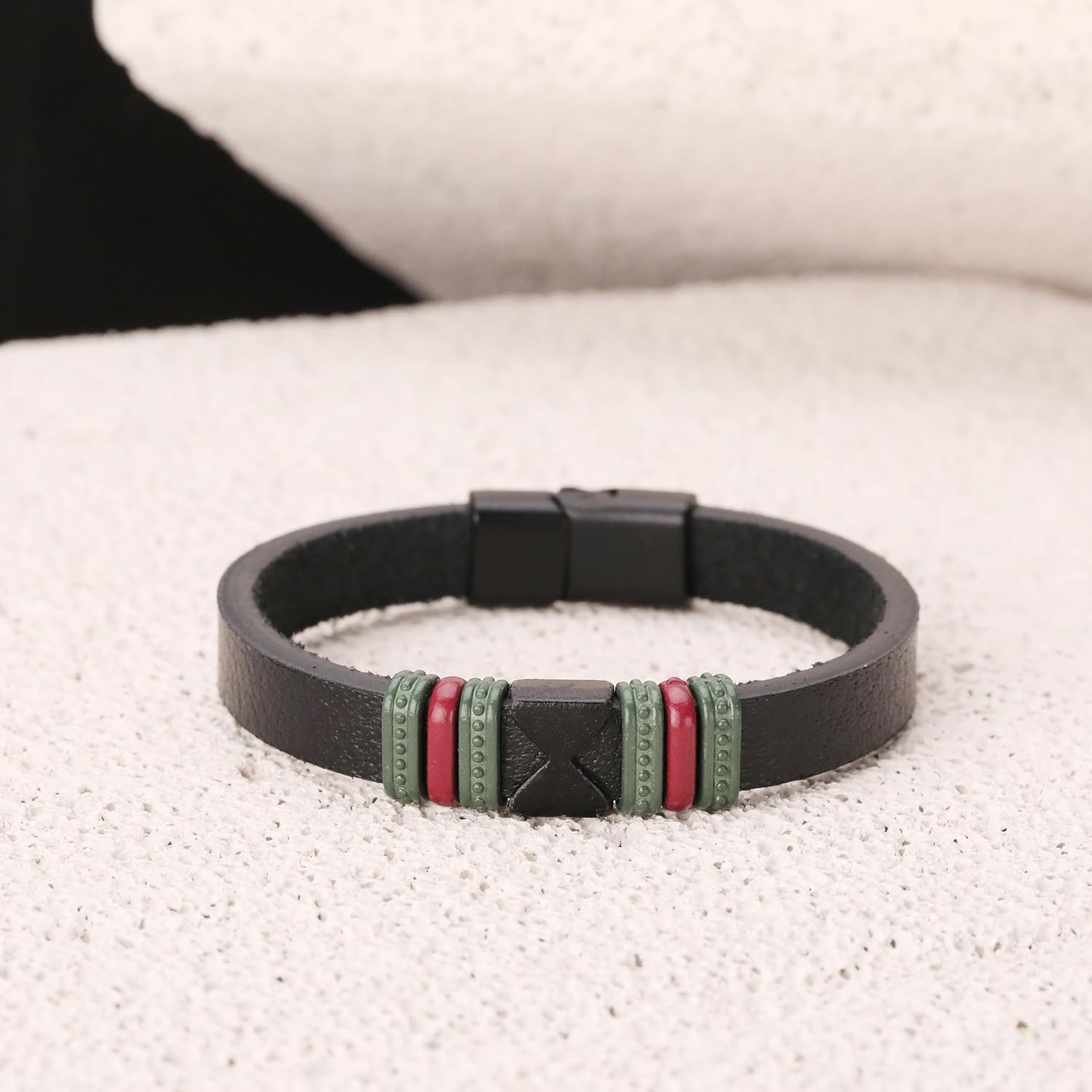 Handmade Leather Bracelet for Men - Braided bracelet with steel clasp made of first quality genuine leather - Image 7