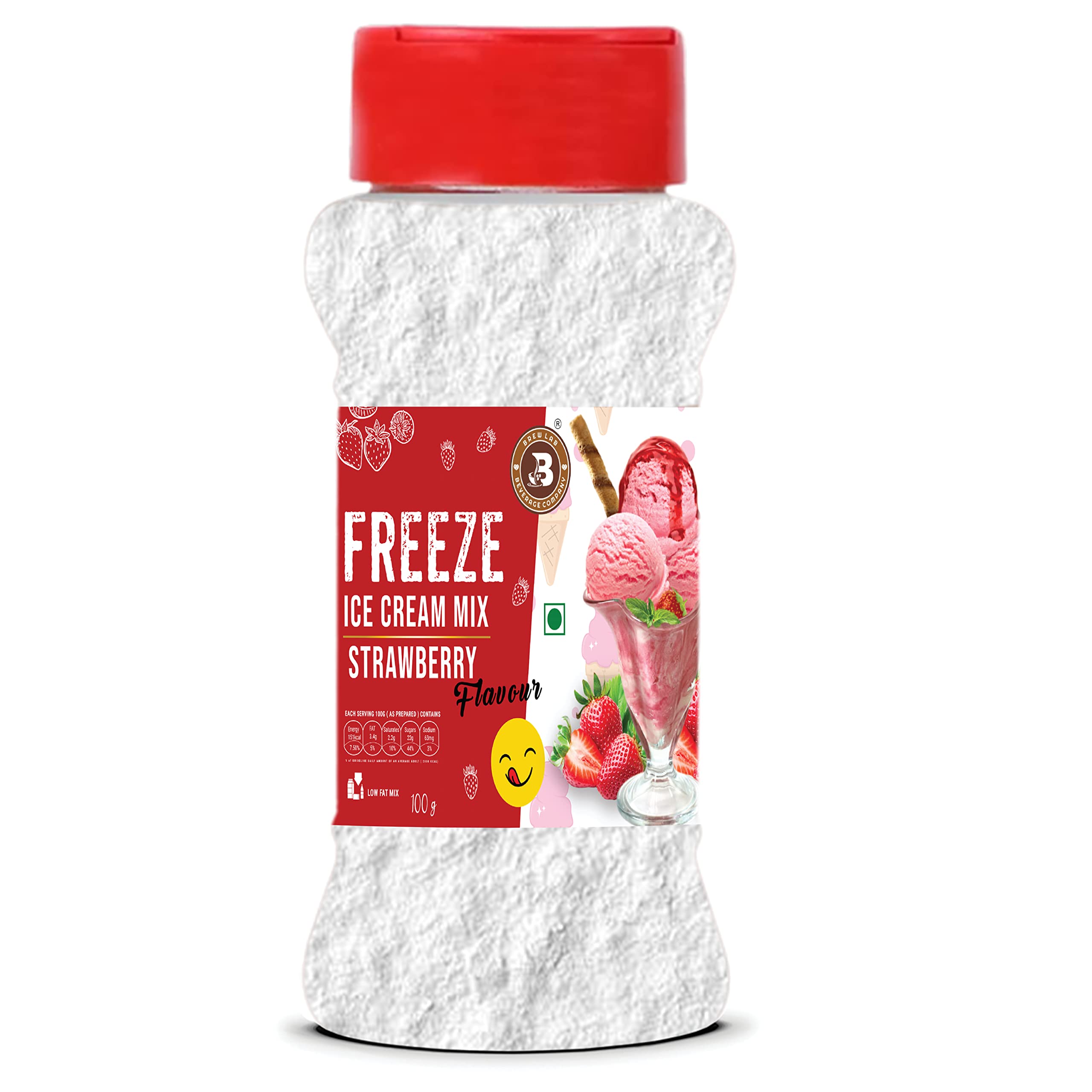 Brew Lab Instant Strawberry Freeze Ice cream Mix Powder | For Tasty & Delicious Ice Cream 100 g-picture-15