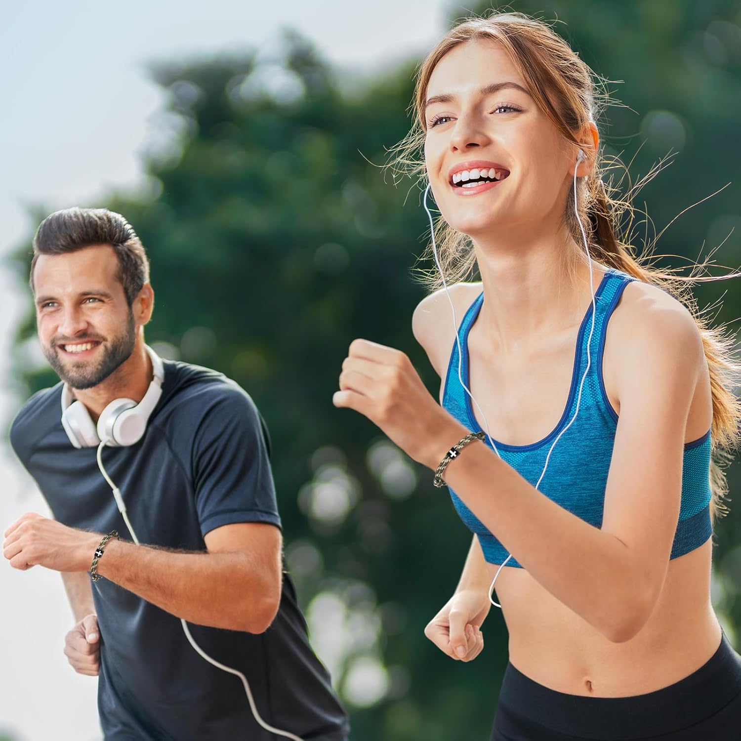 Tondiamo Track and Field Gift Bulk Adjustable Rope Marathon Runners Bracelets Bulk Cross Country Team Gift Religious Christian Jesus Braided Bracelets Running Track and Field Accessories - Image 5