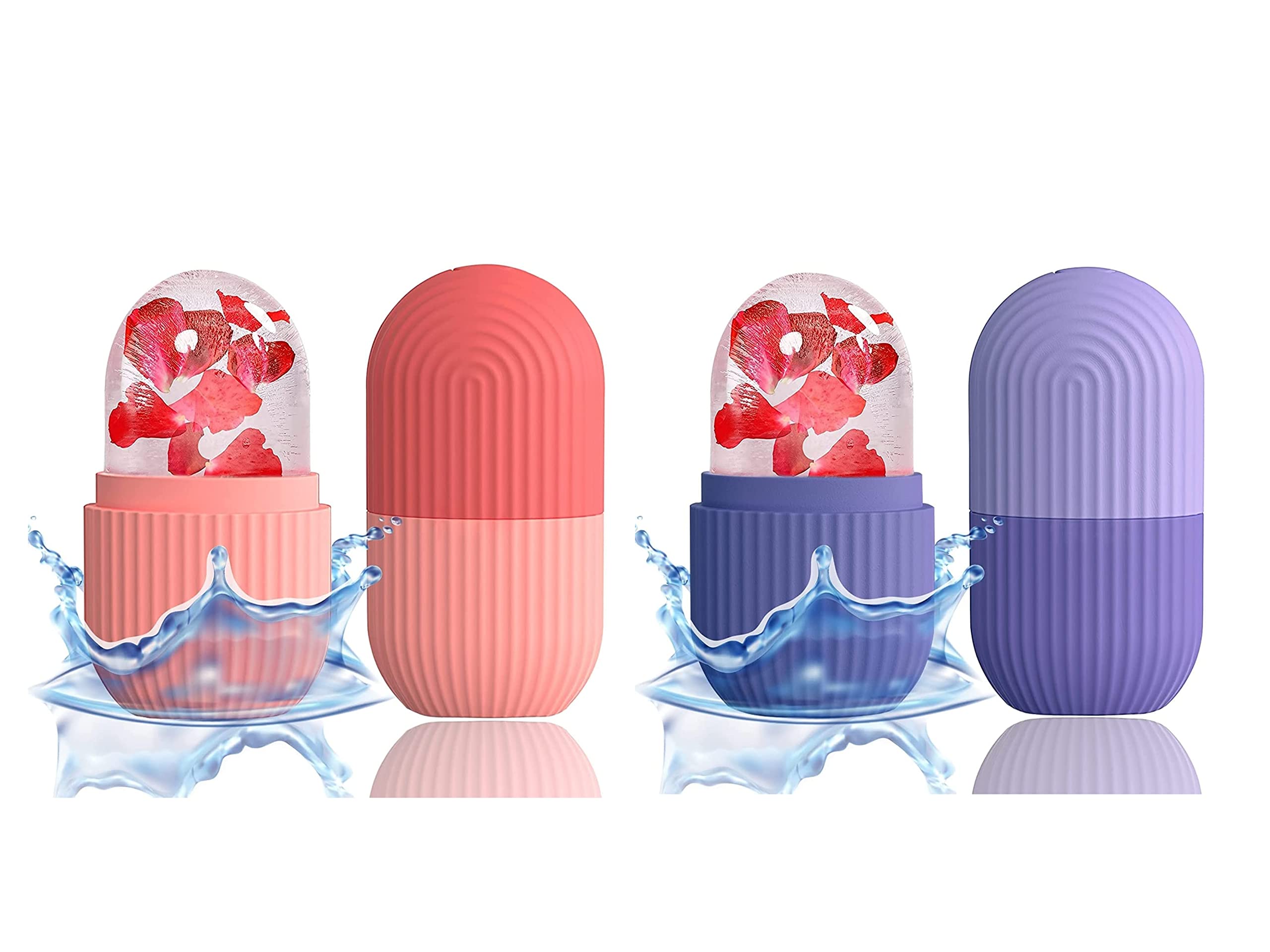 Aqua16 Ice Roller for Face, Beauty Facial Massage Ice Roller, Glow Cube Ice Roller for Face, Skin Care Tools for Eye Wrinkles, Acne Puffiness Relief (Pink/Purple)