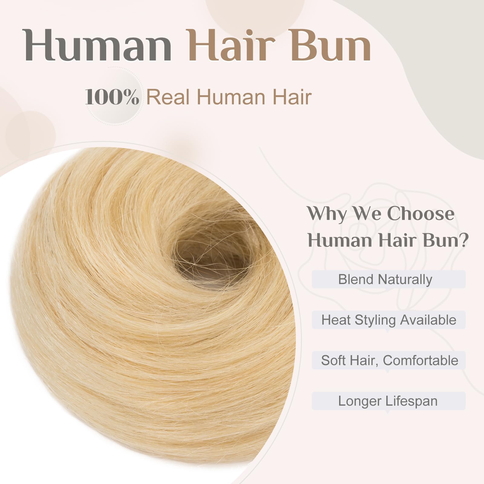 Elailite Human Hair Bun Scrunchie Straight Hair Piece Smooth Neat Real Hair Covered Donuts Updo Chignon For Women - Image 3