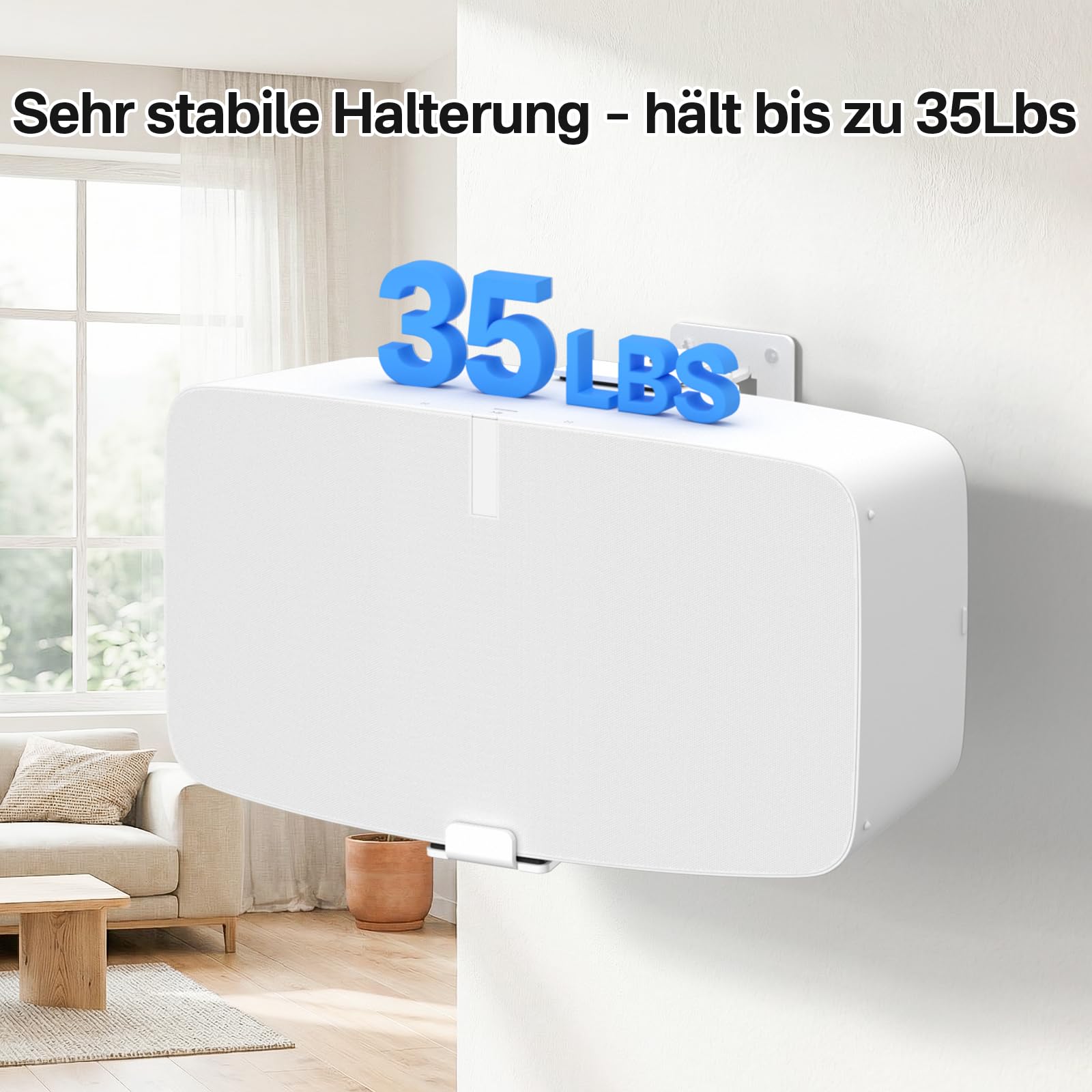 Lot de 2 supports muraux pour haut-parleur Sonos Five & Sonos Play 5 Gen 2 - Inclinables et pivotants - Construction en métal stable jusqu'à 15,9 kg - Avec coussinets anti-rayures - Matériel de