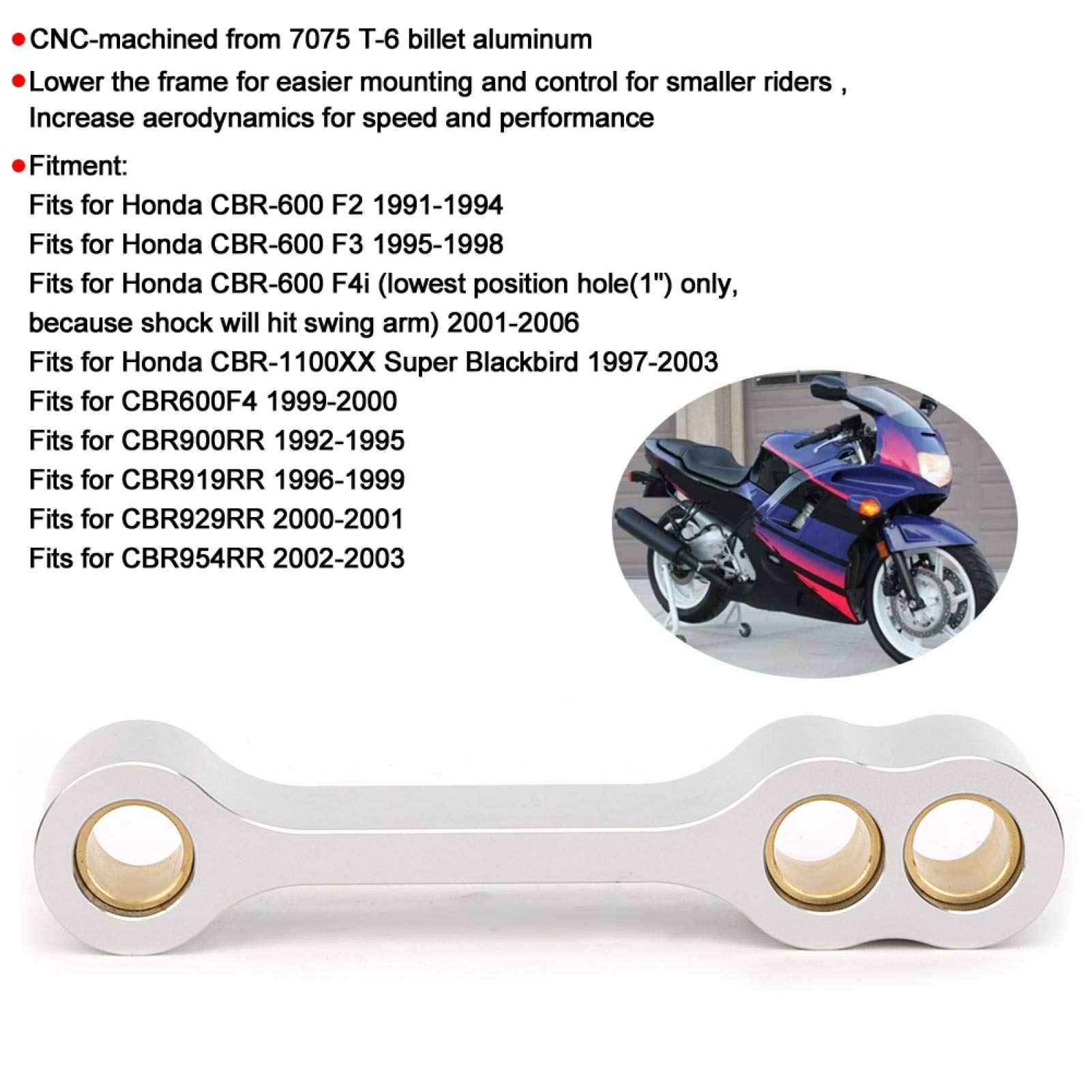 Eslabón de bajada CNC, eslabón de bajada de motocicleta, ajuste plateado para CBR 600 F2 F3 F4i 900919929954 1100 RR