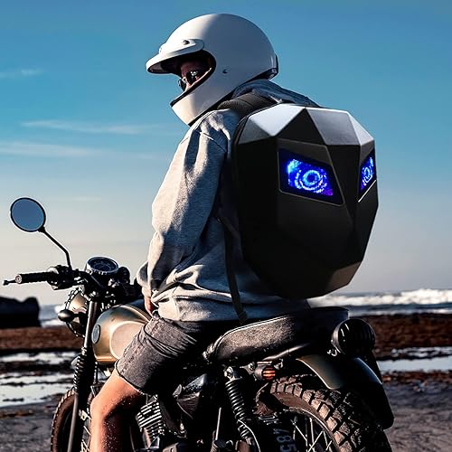 Miniatura 2 de LED Motorcycle Backpack with Programmable & Full Color Screen, Waterproof Helmet Backpack for Men, Riding, Laptop 16 Inch (Black)