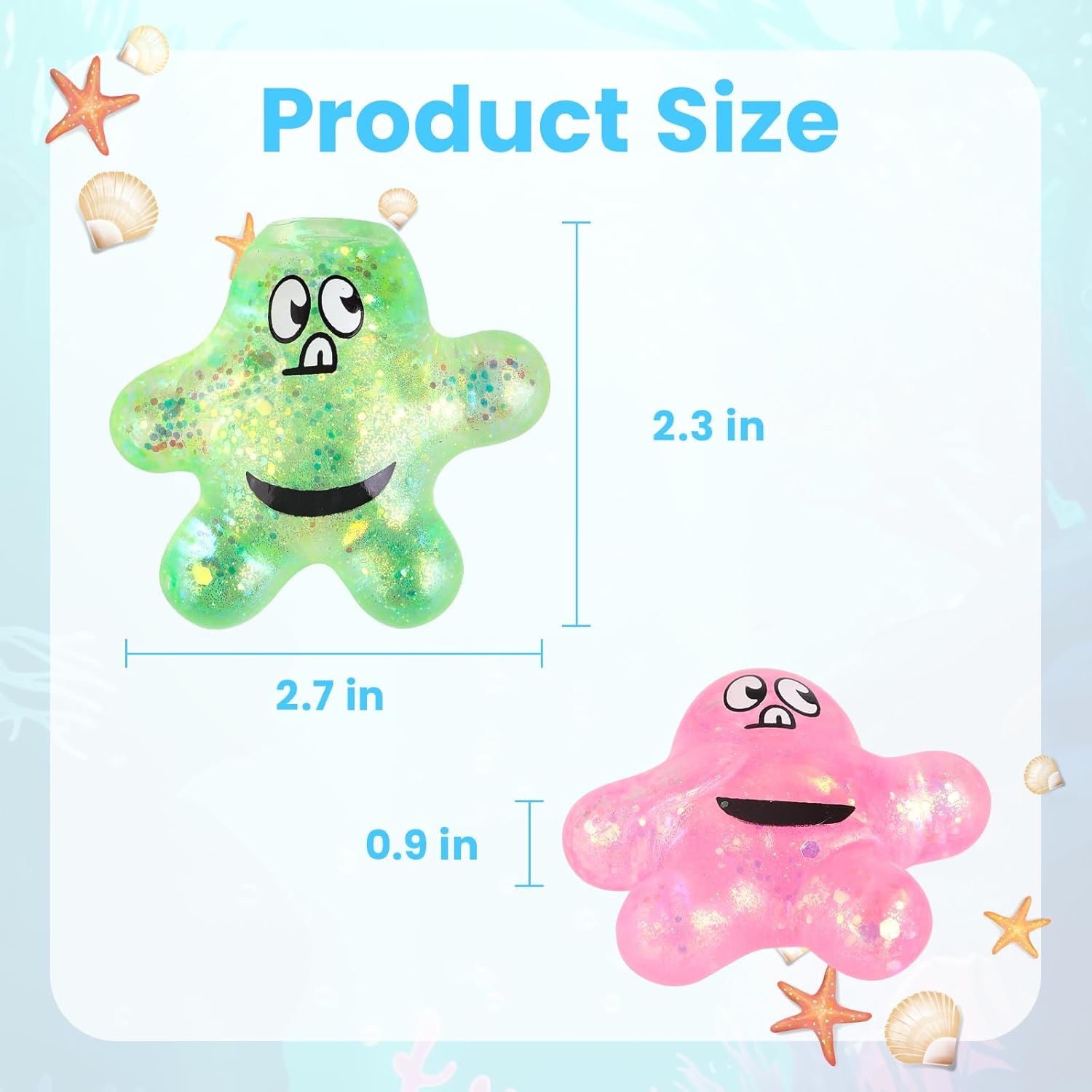 Taba Squishy Toys ，4Pack Marine Life - Starfish Kawaii Stress Relief Fidget Sensory Toys, Soft Silicone Squeeze Gifts for Children, Teens, and Adults