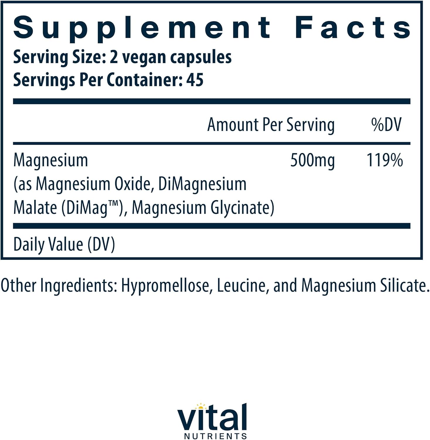Vital Nutrients Triple Magnesium Complex Supplement | Vegan Magnesium Glycinate, Malate & Oxide 250mg | Easily Absorbed Magnesium Supplement for Stress, Muscle, Heart, Bone Support | 90 Capsules - Image 2
