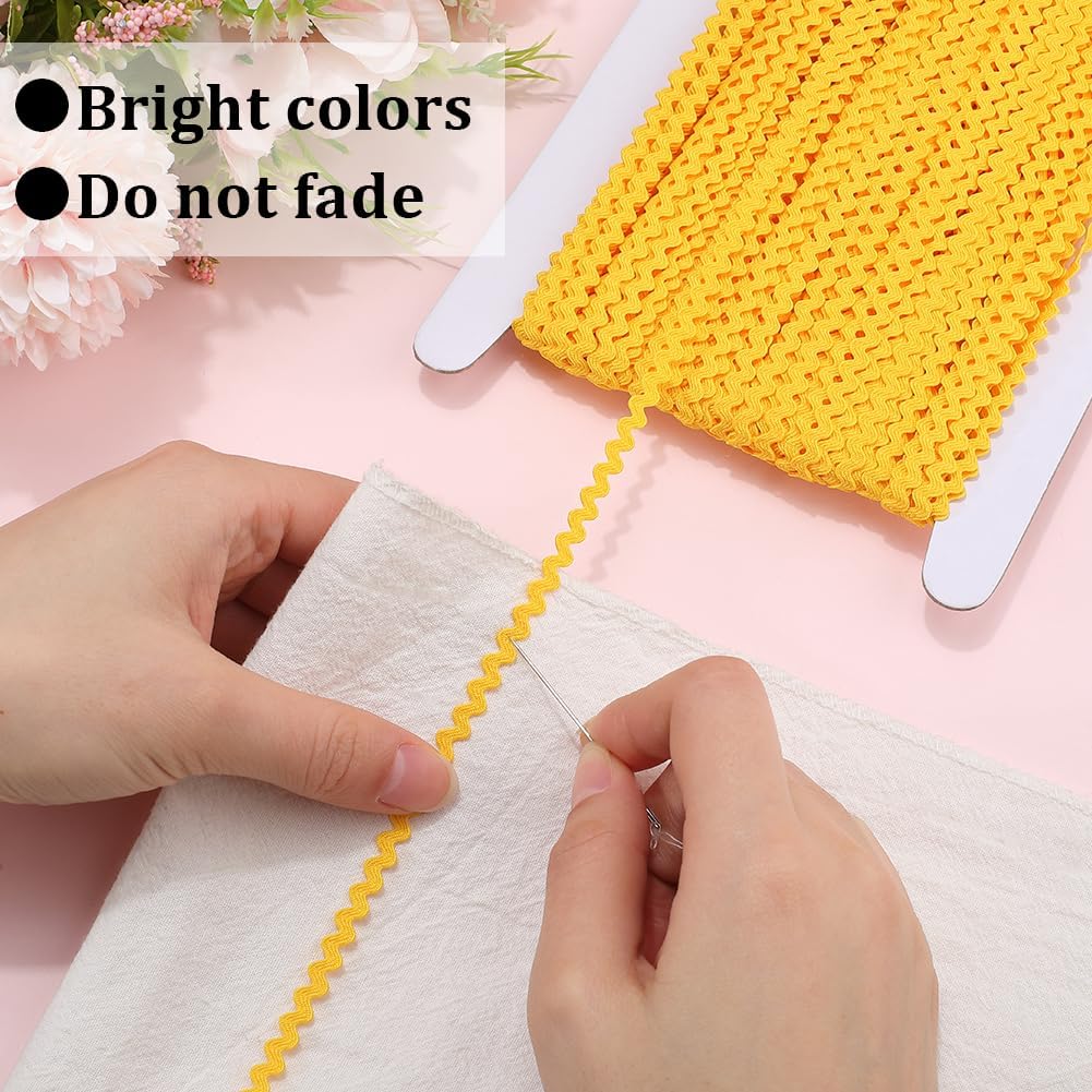 GORGECRAFT 44 Yards RIC Rac 1/8 inch Rick Rack Trim Rickrack Lace Wave Ribbon Goldenrod Zig Zag Wave Bending Fringe Lace Trim S Shaped Woven Braided Fabric for Sewing DIY Crafts Wedding image 5
