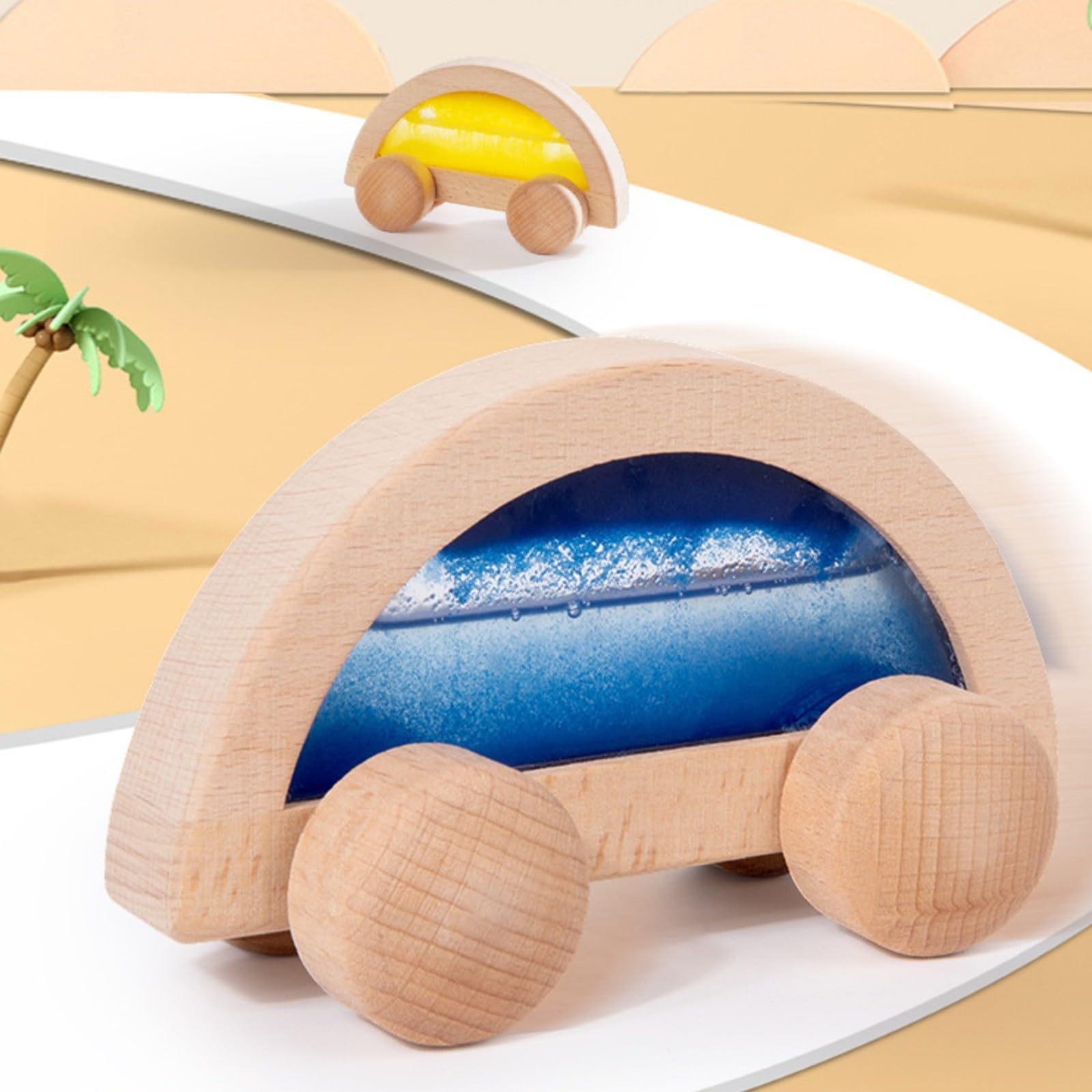predolo Blocco Sensoriale in Legno Didattico | Riconoscimento dei Colori, Macchinina Sensoriale in Legno con Display a Particelle, Visivo
