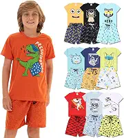 Kit Sortido 8 Peças de Pijama Infantil Menino - 4 Conjuntos Pijama Curto Masculino Verão Bebê Confortável