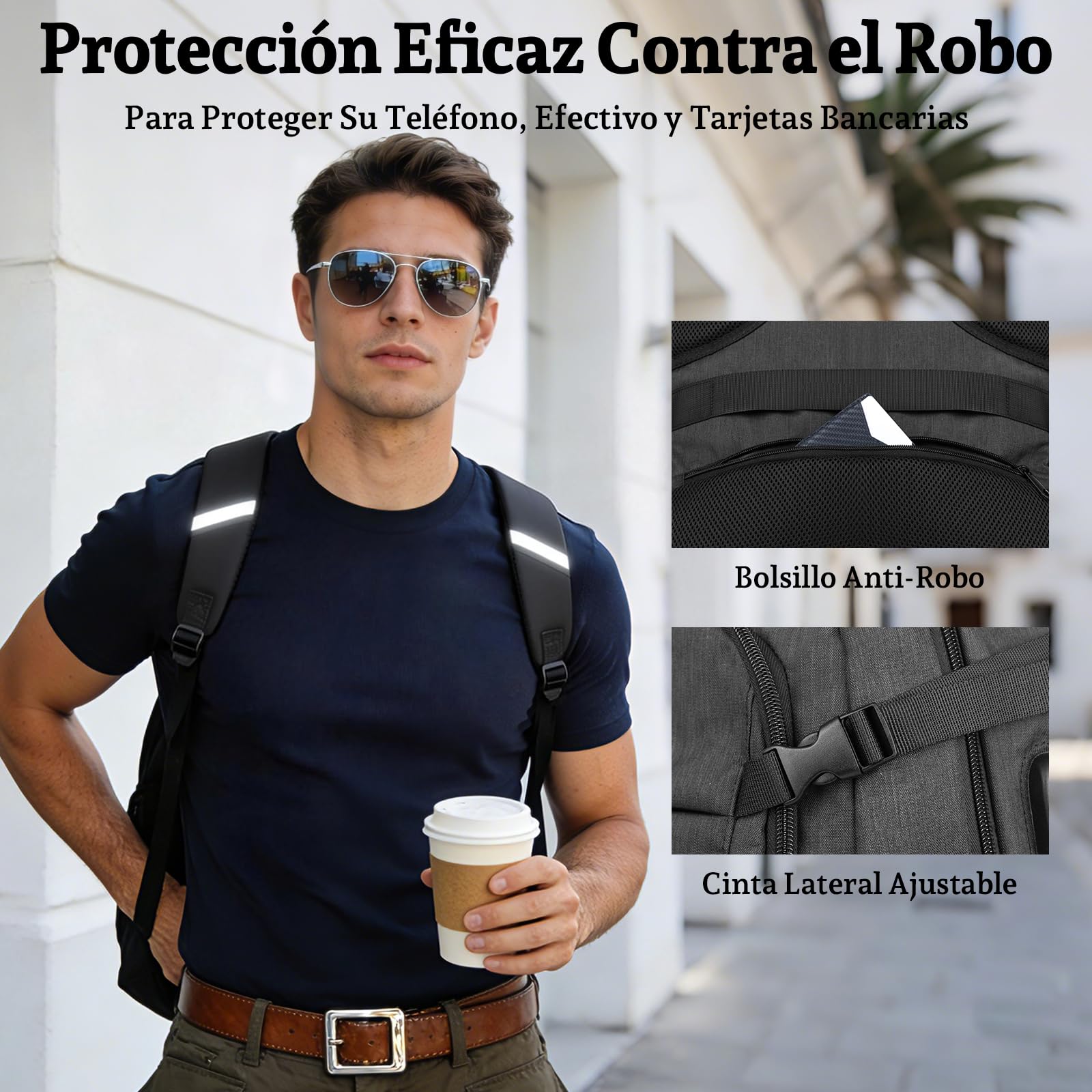 Mochila Portátil, 15,6-17,3" Mochila Ordenador Portatil, Mochila Hombre Trabajo con Puerto USB para Trabajo Viaje Escolares - Negro