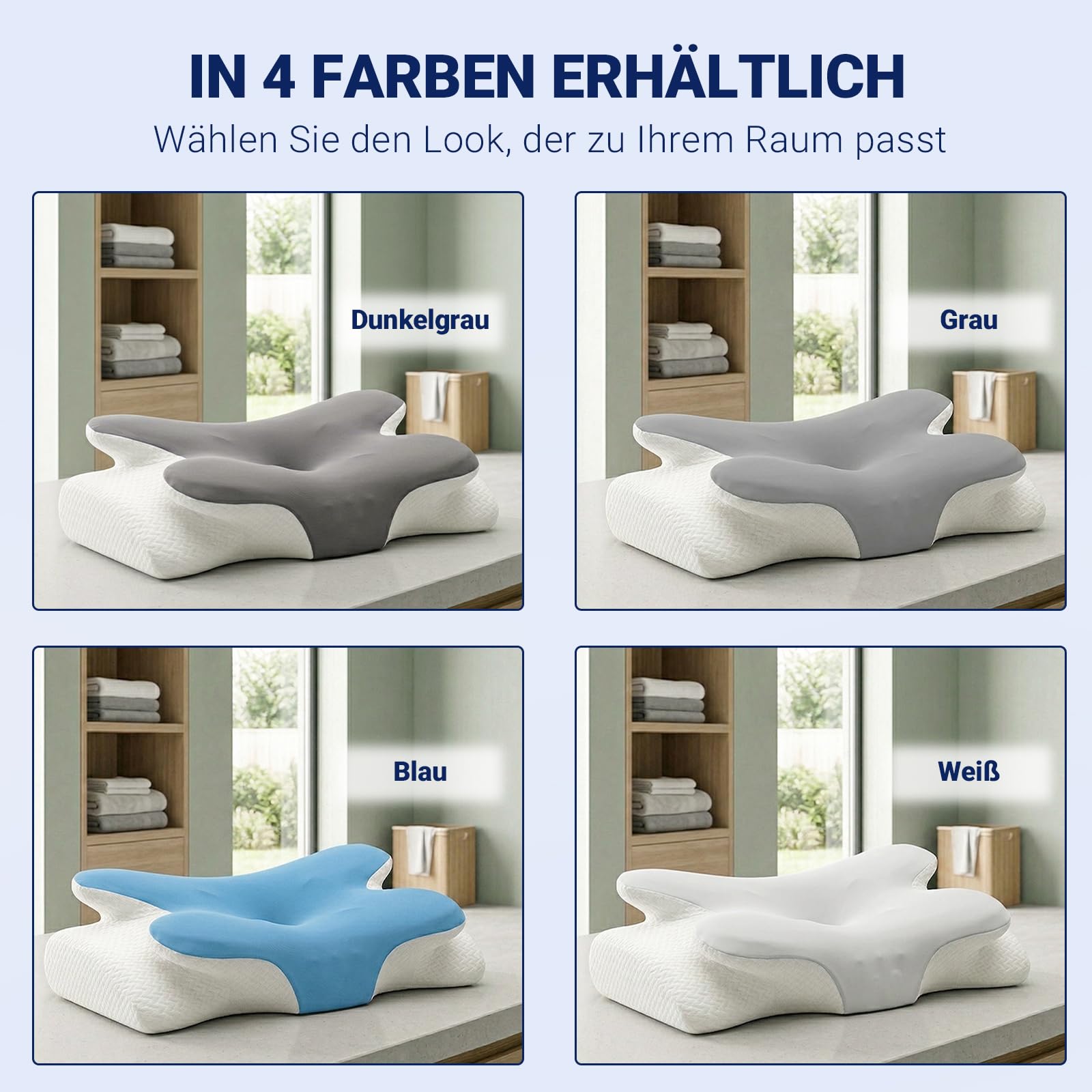 COSYLAND Memory Foam Nackenkissen Schmetterlingskissen 63x34cm Dunkelgrau