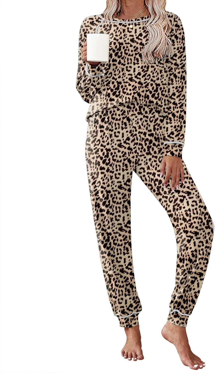 Ekouaer Pajamas Set for Women Soft Comfy Pjs Sets Long Sleeve Sleepwear Loungewear S-XXL