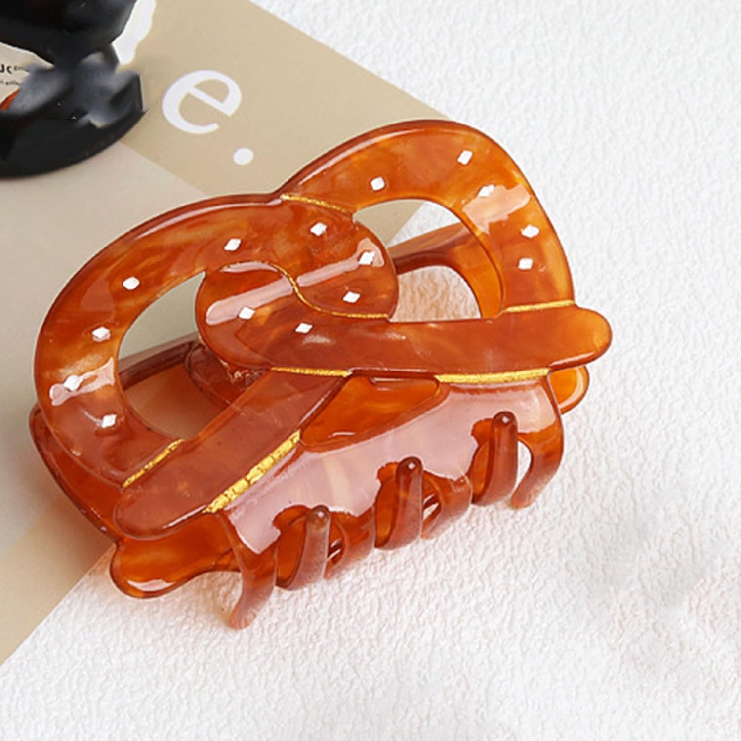 Bread Hair Claw Clips Funny Food Pretzel Shaped Jaw Clip Cute Small Croissant Claws Barrettes for Women 3 Styles Brown (Large, 1 Pack) - Image 7
